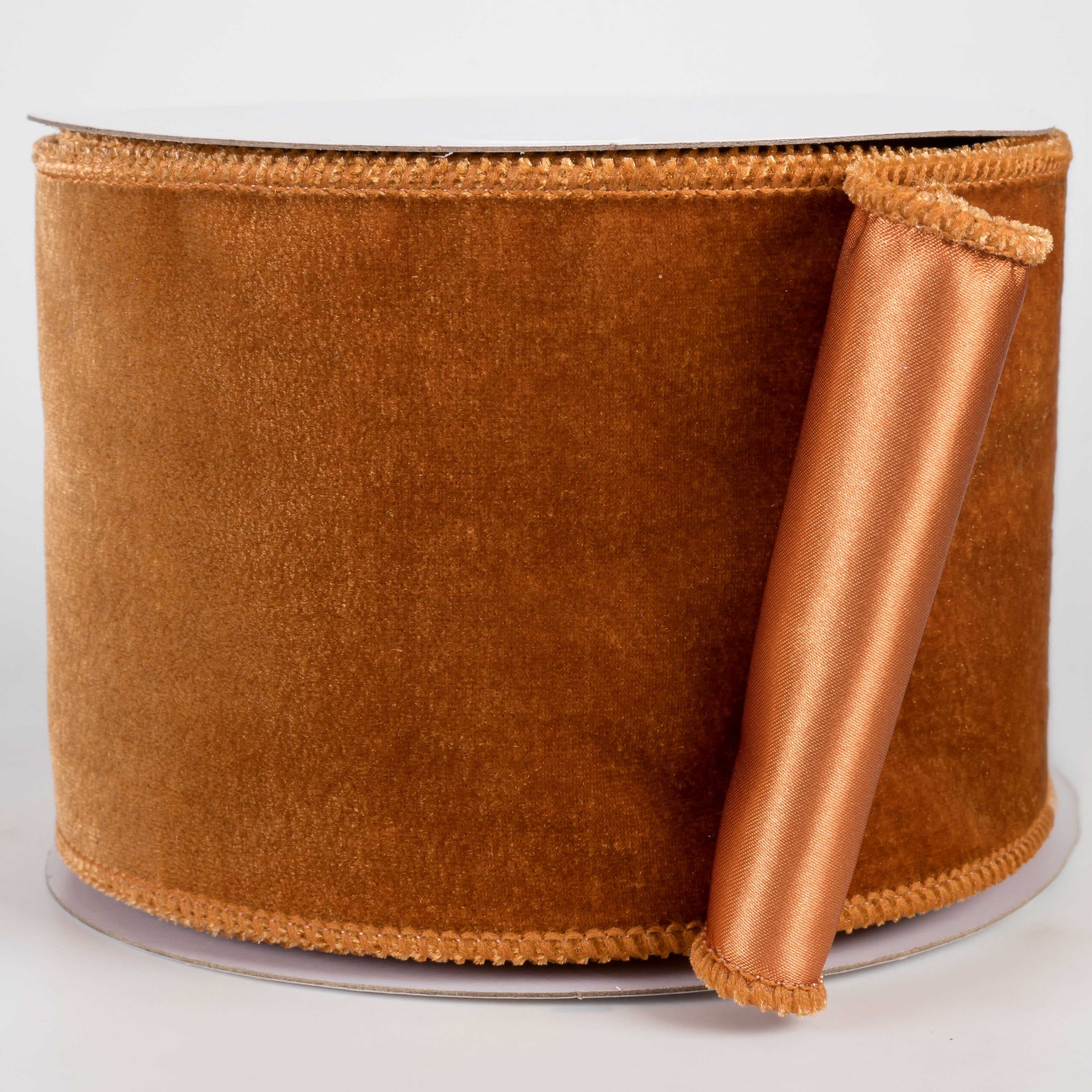 4" Deluxe Velvet Satin Backing Ribbon: Burnt Sienna (10 Yards) Item Number: RGE1660J1
