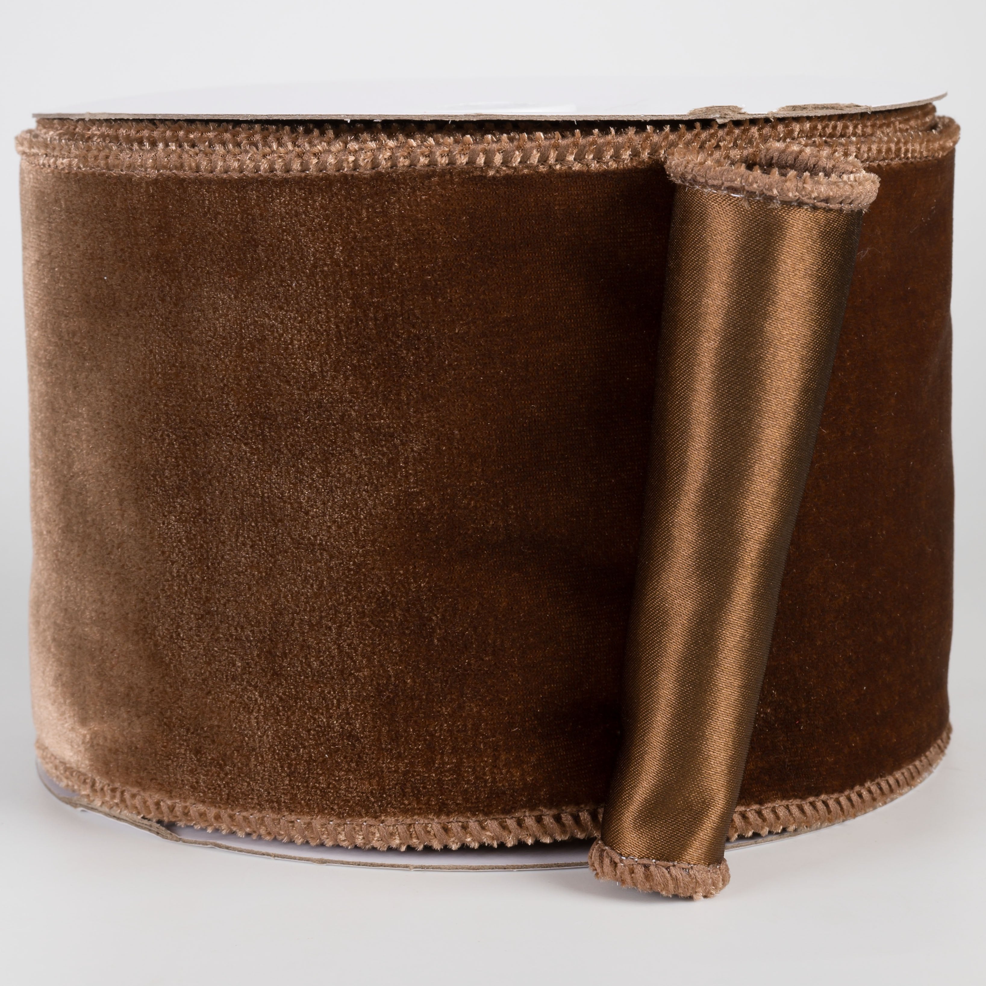 4" Deluxe Velvet Satin Backing Ribbon: Chocolate (10 Yards) Item Number: RGE166050