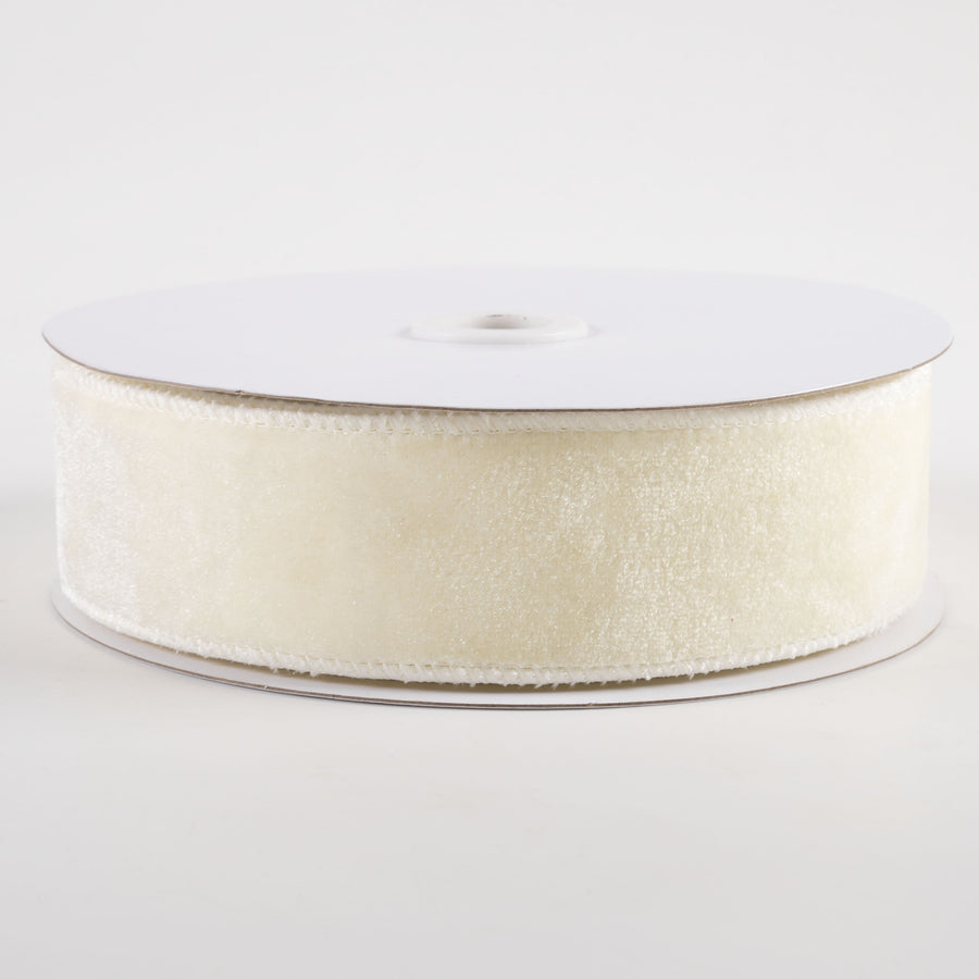 1.5" Deluxe Velvet Satin Backing Ribbon: Cream (10 Yards)