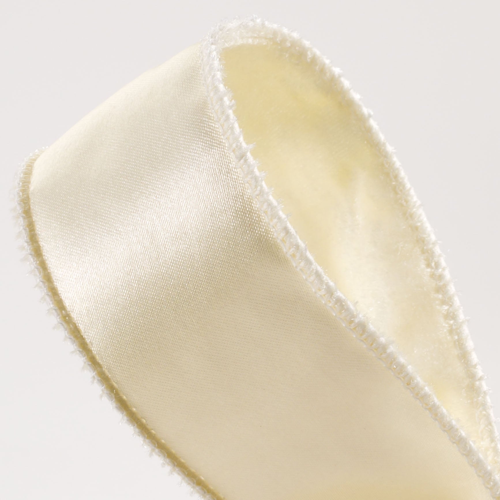 1.5" Deluxe Velvet Satin Backing Ribbon: Cream (10 Yards) detail photo 3