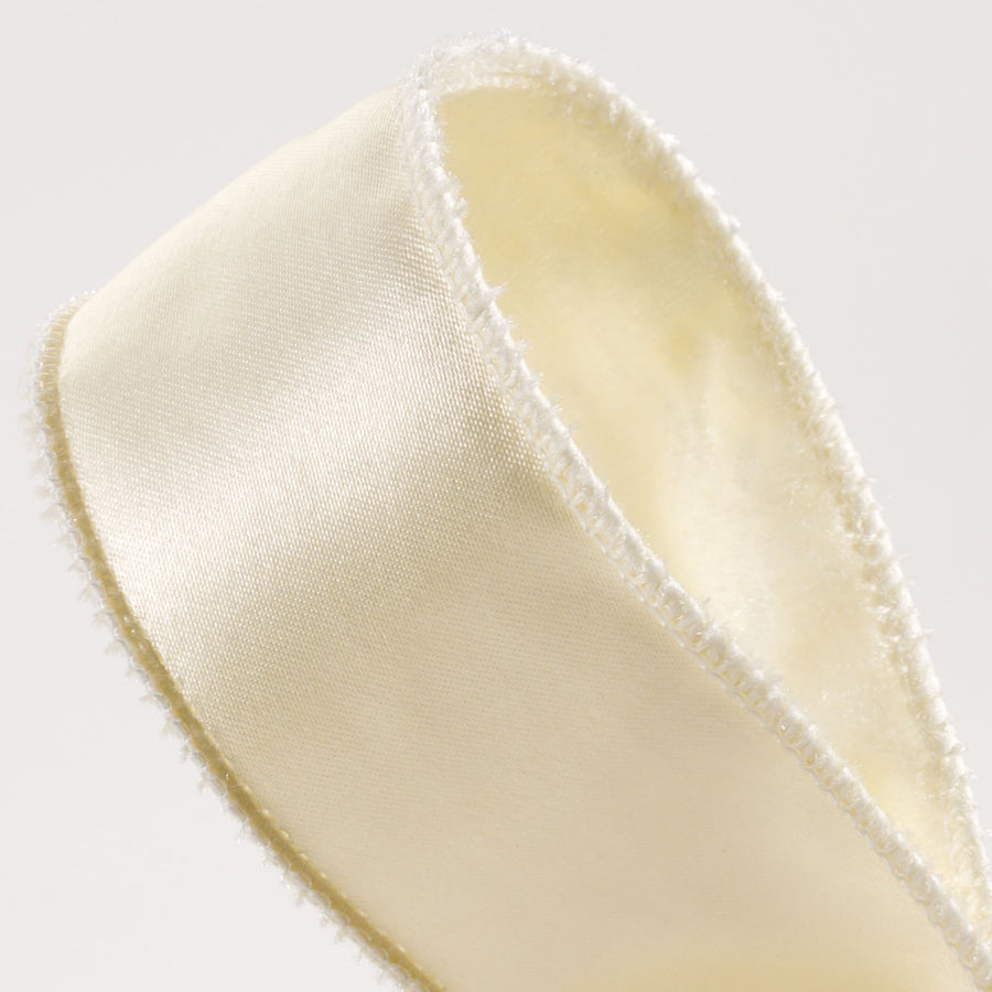 1.5" Deluxe Velvet Satin Backing Ribbon: Cream (10 Yards) detail photo 3