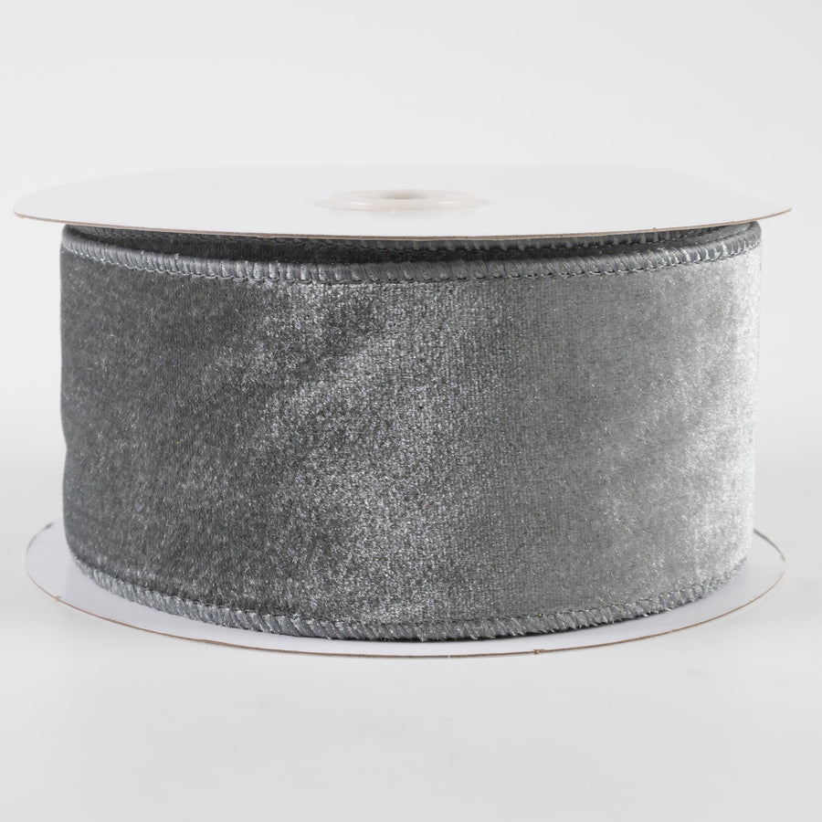 2.5" Deluxe Velvet Satin Backing Ribbon: Dark Grey (10 Yards)