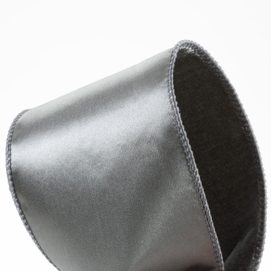 4" Deluxe Velvet Satin Backing Ribbon: Dark Grey (10 Yards) detail photo 3