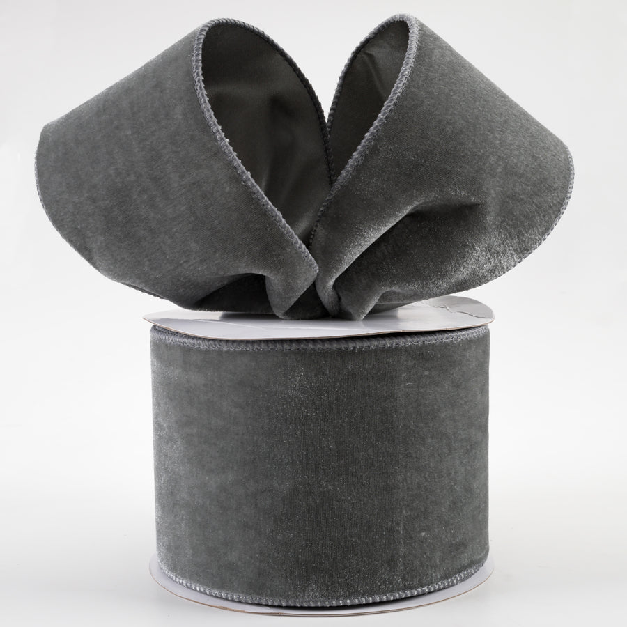4" Deluxe Velvet Satin Backing Ribbon: Dark Grey (10 Yards) Lifestyle Photo