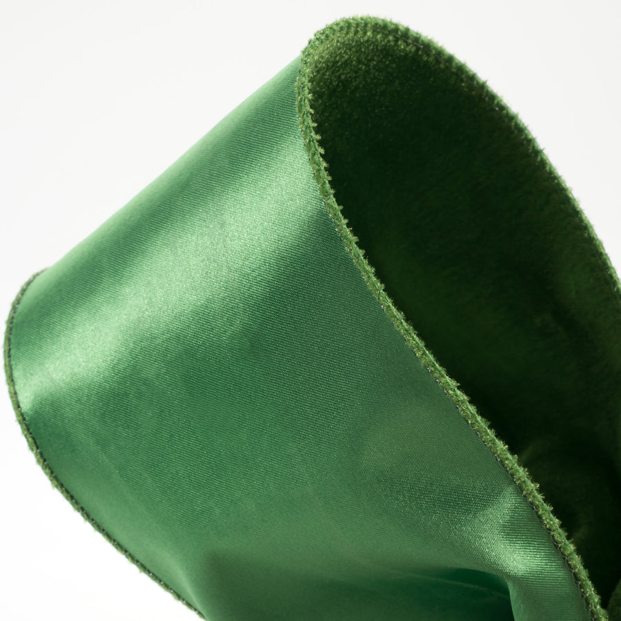 4" Deluxe Velvet Satin Backing Ribbon: Emerald Green (10 Yards) detail photo 3