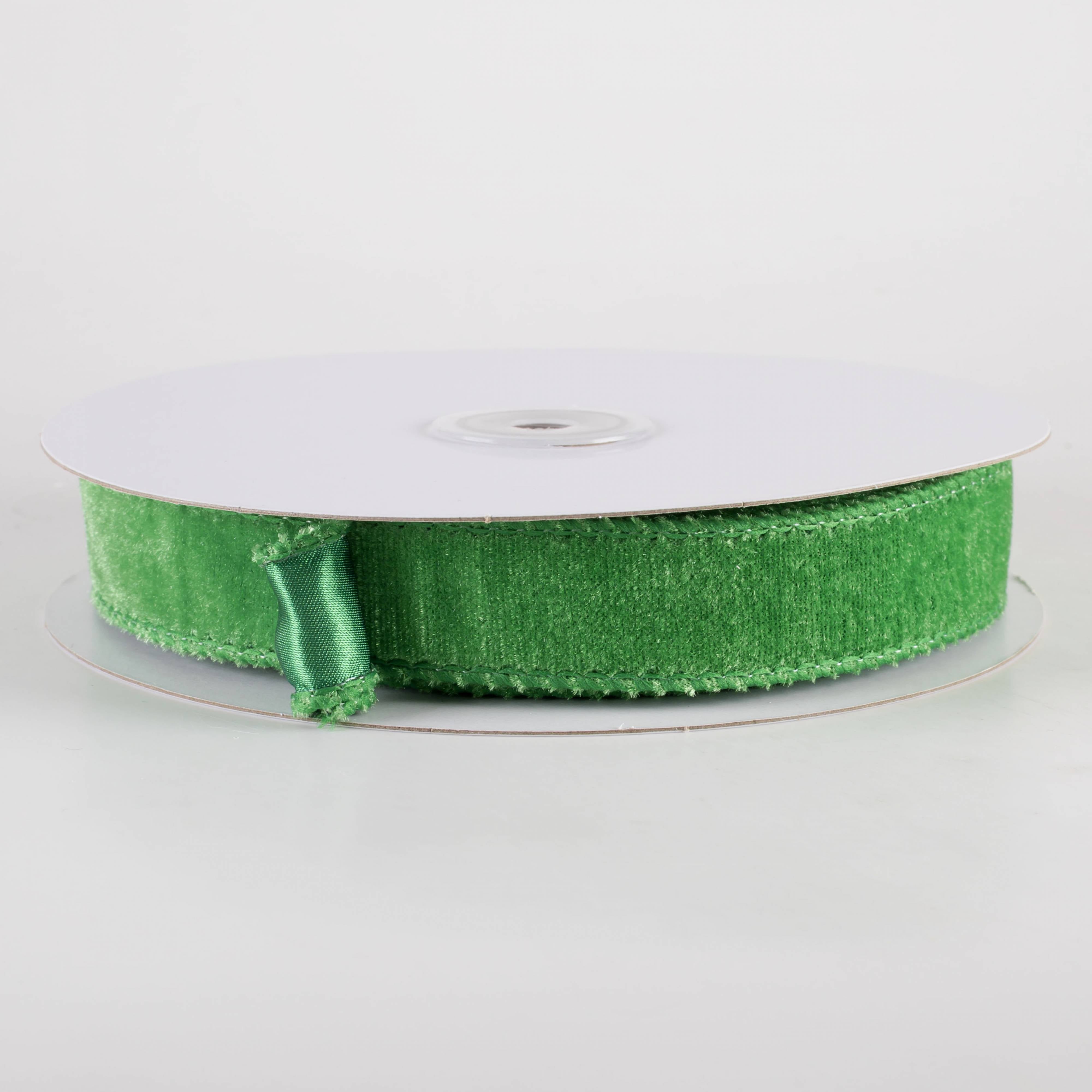 7/8" Deluxe Velvet Satin Backing Ribbon: Emerald Green (10 Yards) Item Number: RGE765806