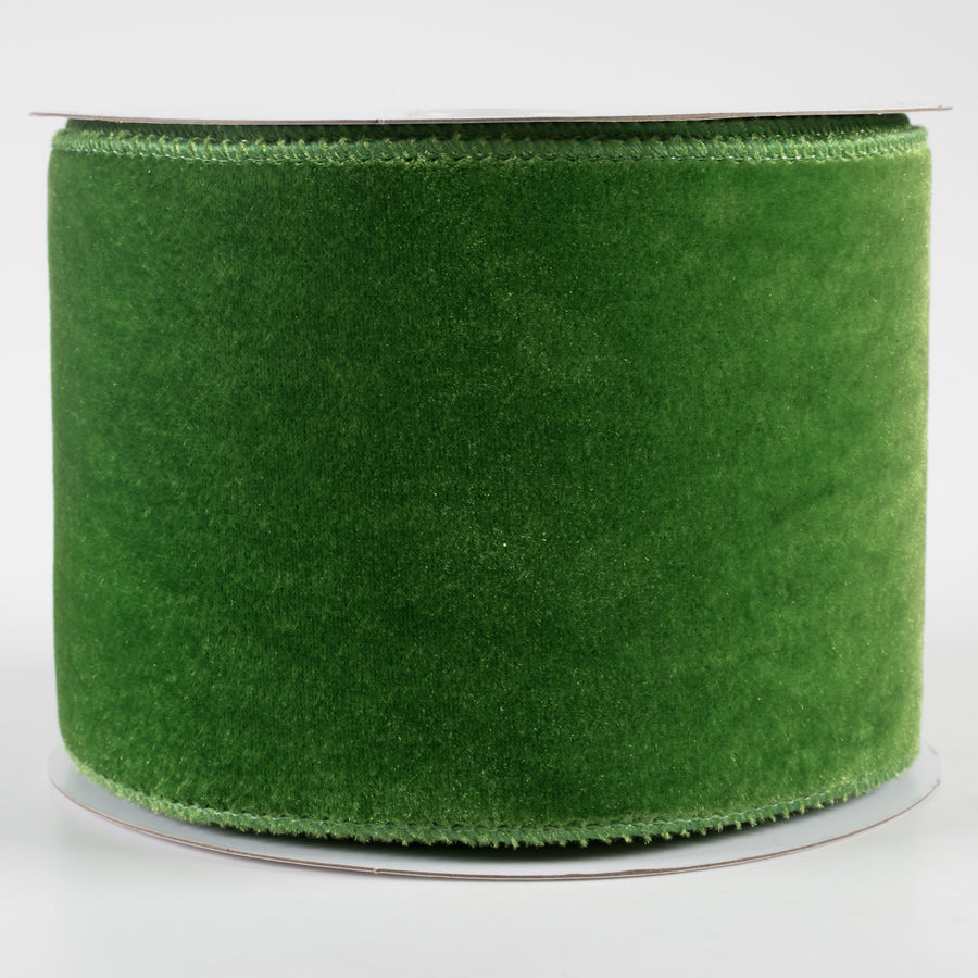4" Deluxe Velvet Satin Backing Ribbon: Emerald Green (10 Yards)