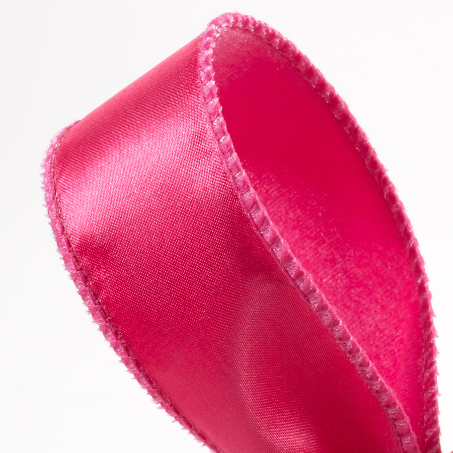 1.5" Deluxe Velvet Satin Backing Ribbon: Hot Pink (10 Yards) detail photo 3