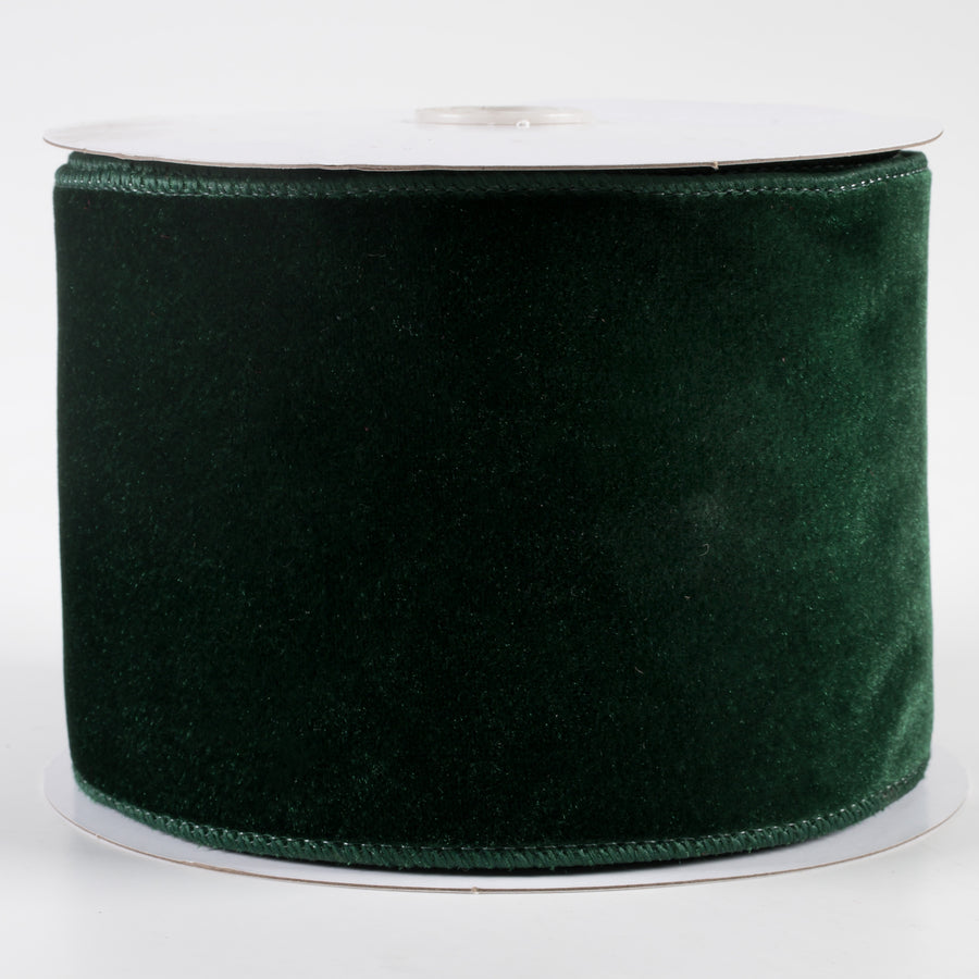 4" Deluxe Velvet Satin Backing Ribbon: Hunter Green (10 Yards)