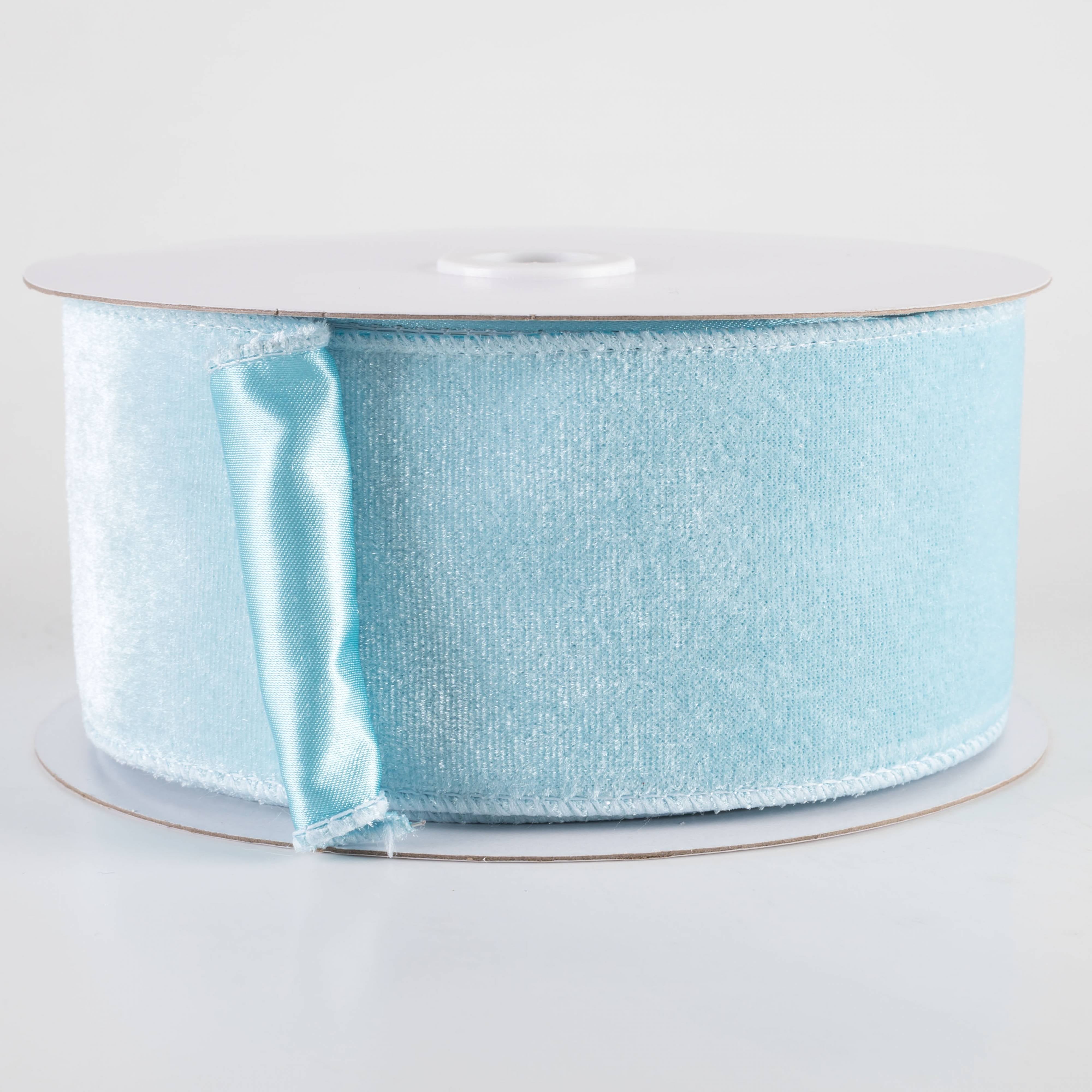2.5" Deluxe Velvet Satin Backing Ribbon: Ice Blue (10 Yards) Item Number: RGE165948