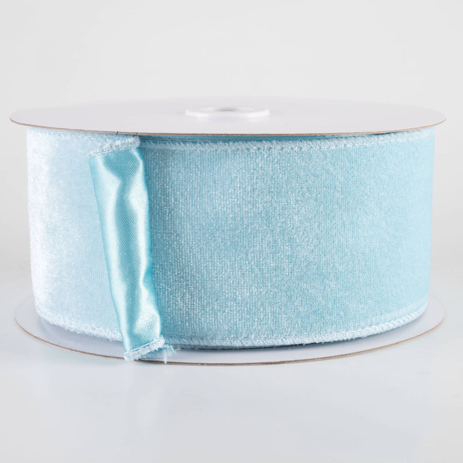 2.5" Deluxe Velvet Satin Backing Ribbon: Ice Blue (10 Yards) Item Number: RGE165948