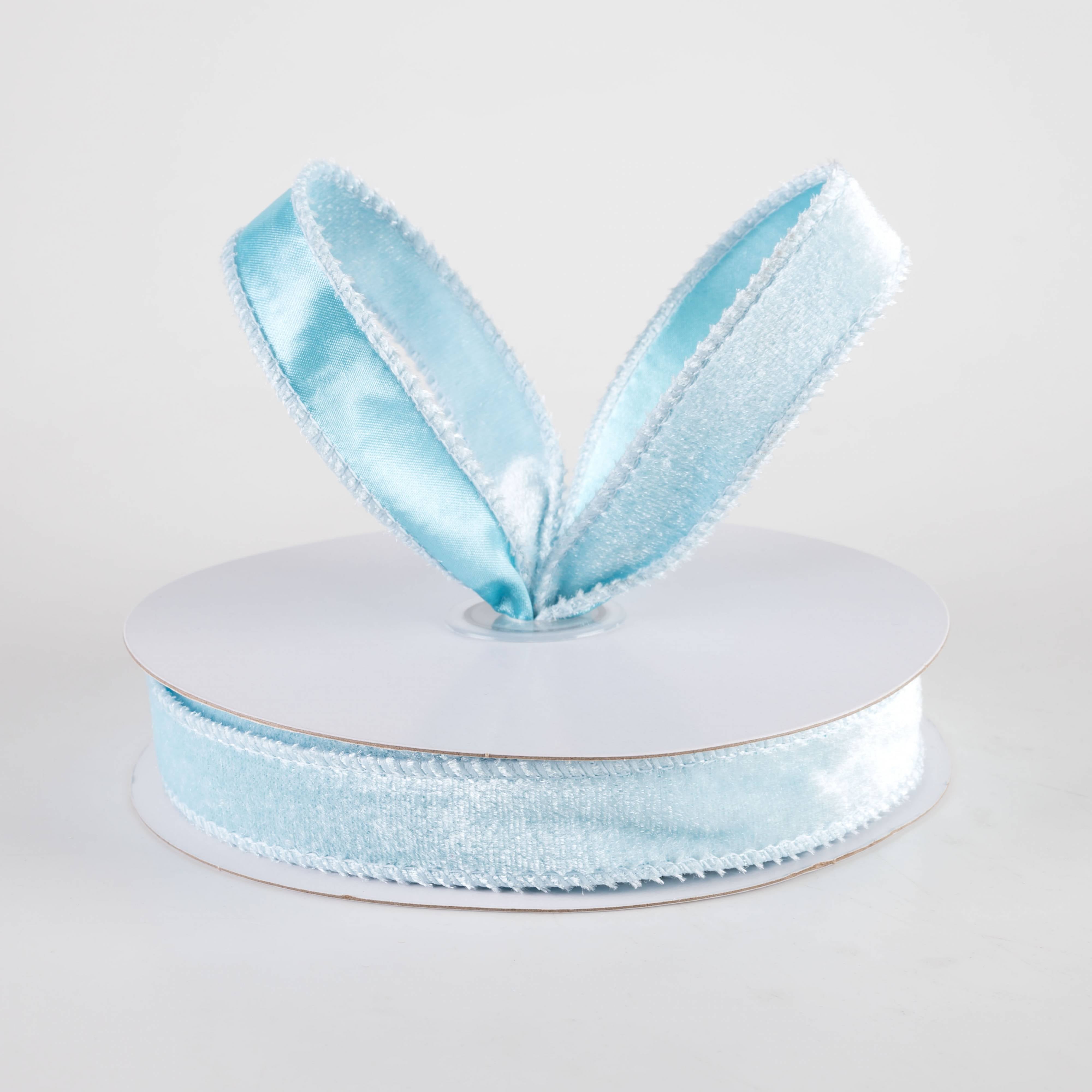 7/8" Deluxe Velvet Satin Backing Ribbon: Ice Blue (10 Yards) Lifestyle Photo