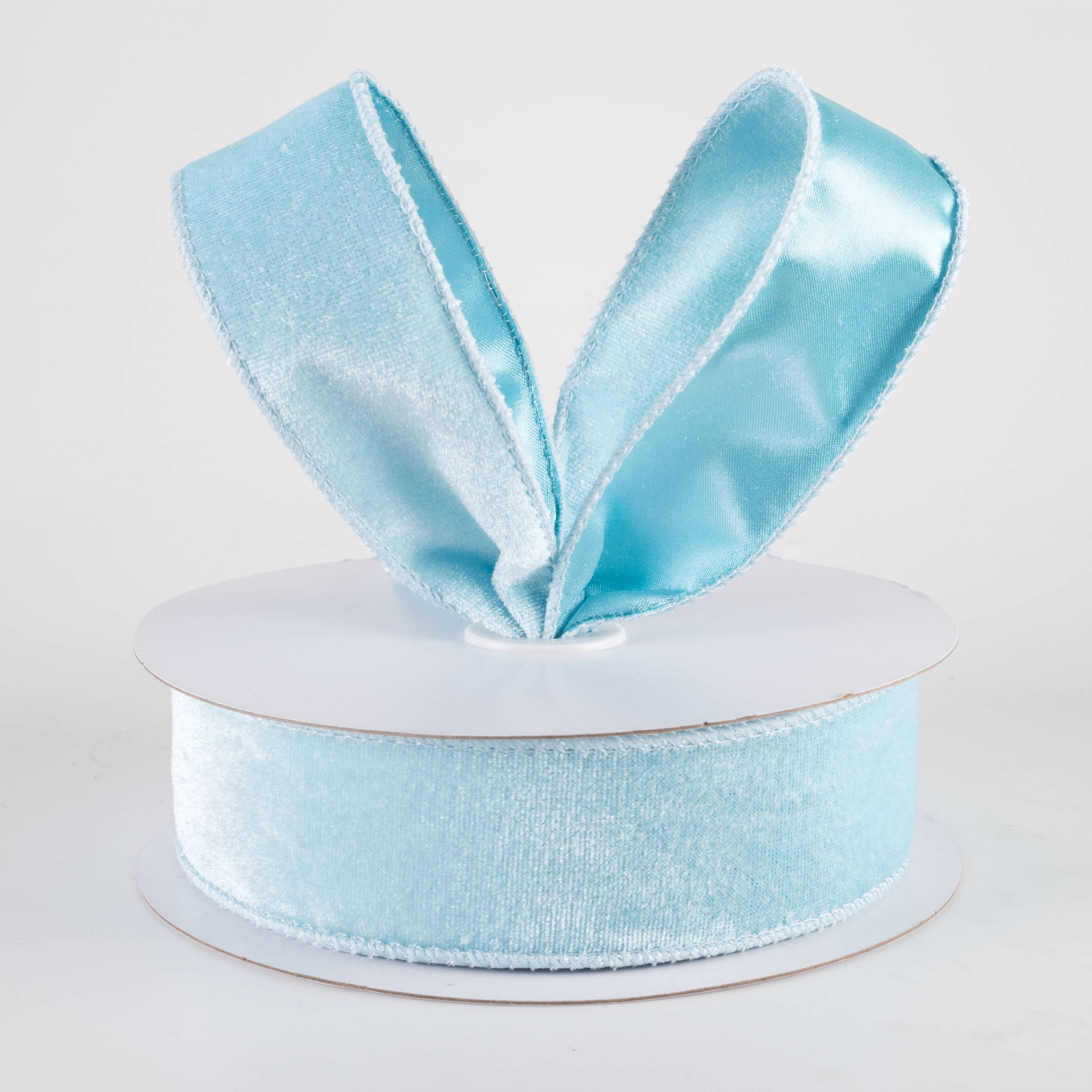 1.5" Deluxe Velvet Satin Backing Ribbon: Ice Blue (10 Yards) Lifestyle Photo