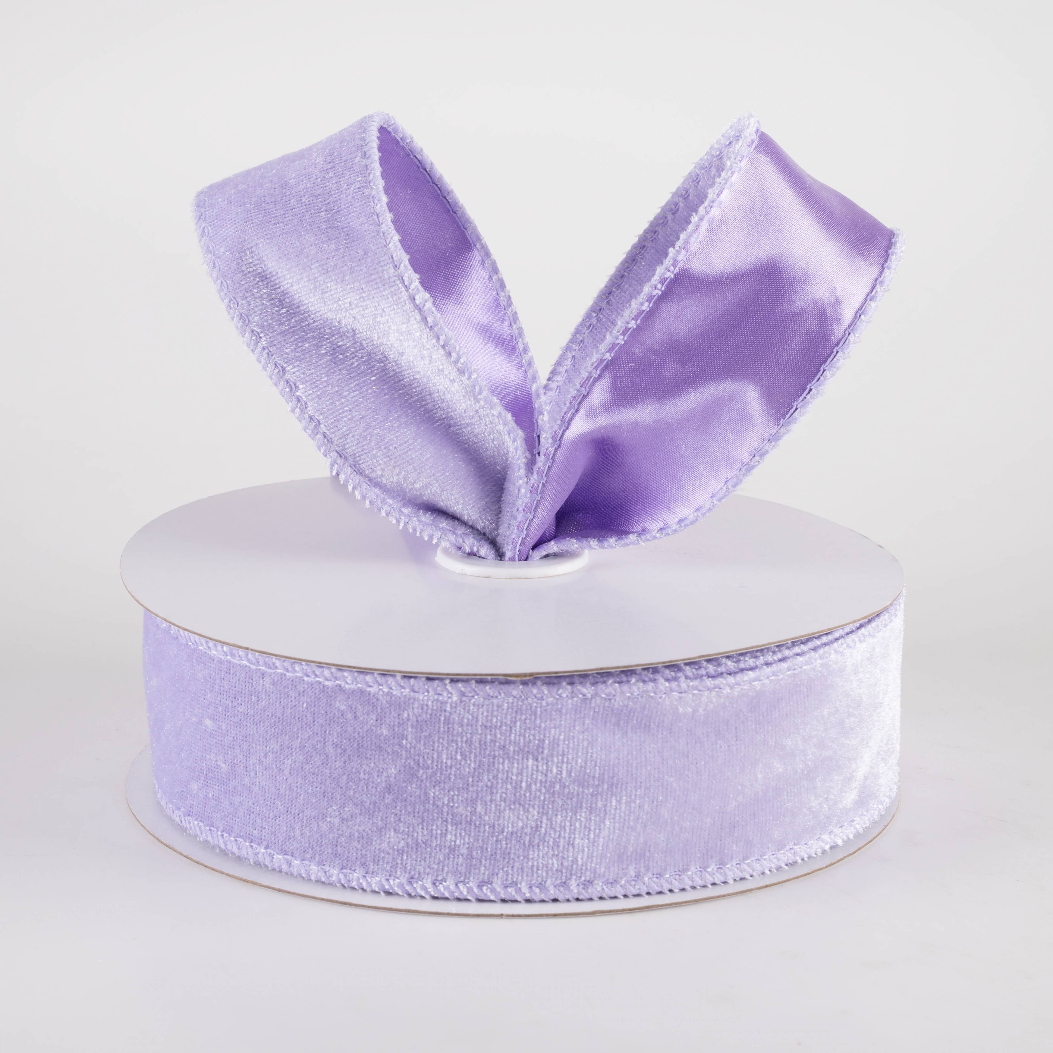 1.5" Deluxe Velvet Satin Backing Ribbon: Lavender Purple (10 Yards) Lifestyle Photo