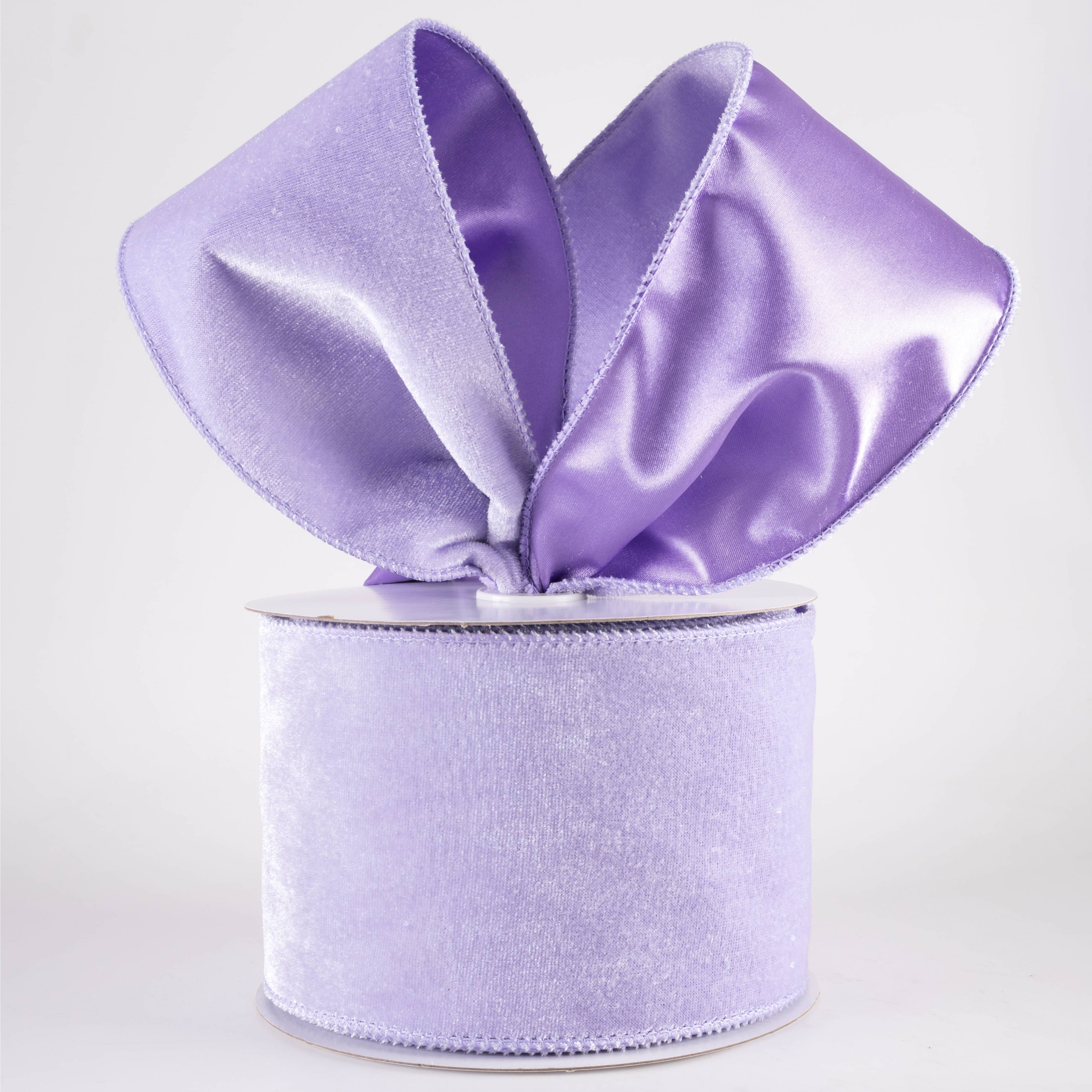 4" Deluxe Velvet Satin Backing Ribbon: Lavender Purple (10 Yards) Lifestyle Photo