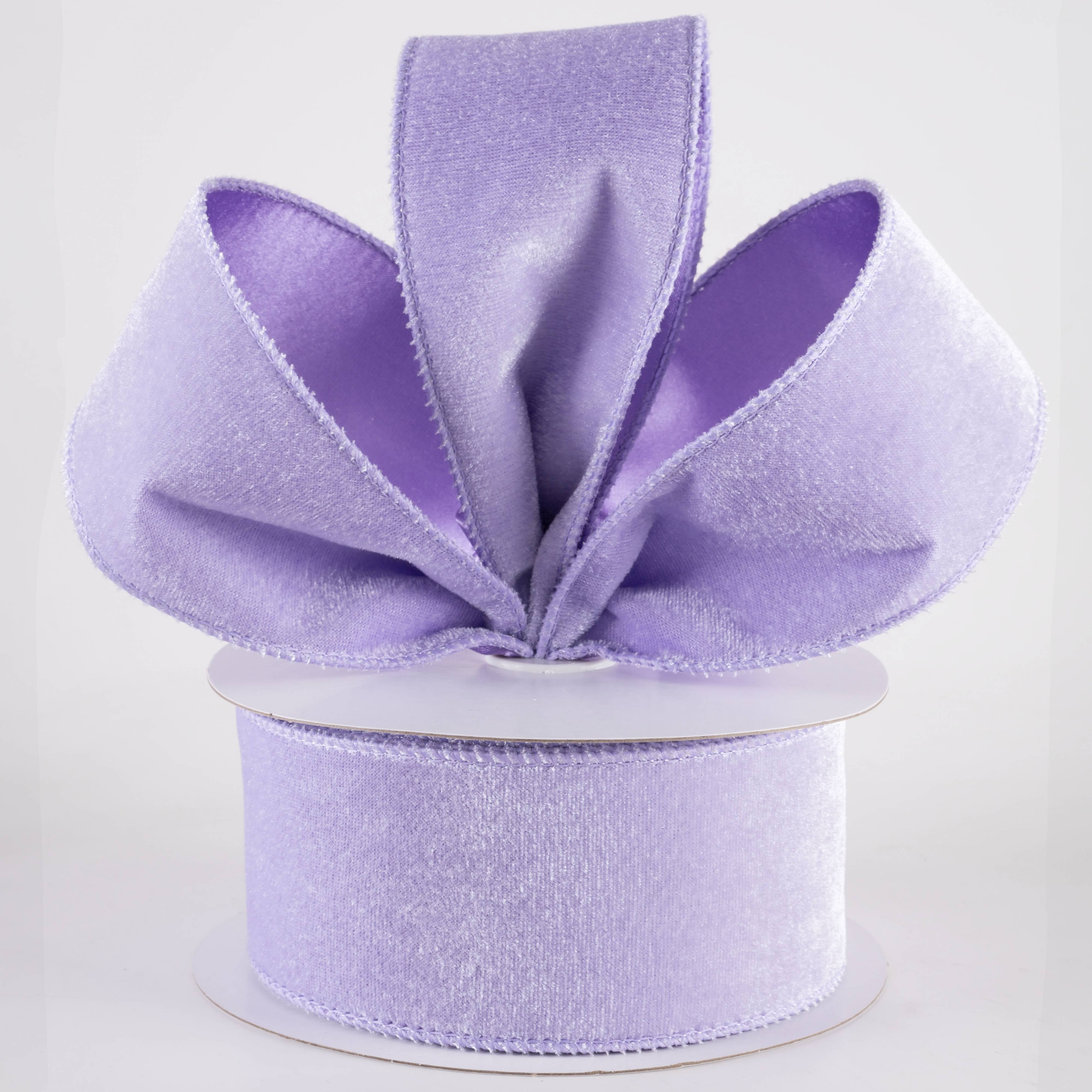 2.5" Deluxe Velvet Satin Backing Ribbon: Lavender Purple (10 Yards) Lifestyle Photo