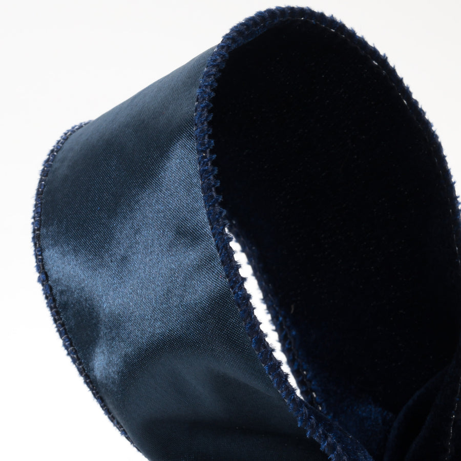 2.5" Deluxe Velvet Satin Backing Ribbon: Navy Blue (10 Yards) detail photo 3