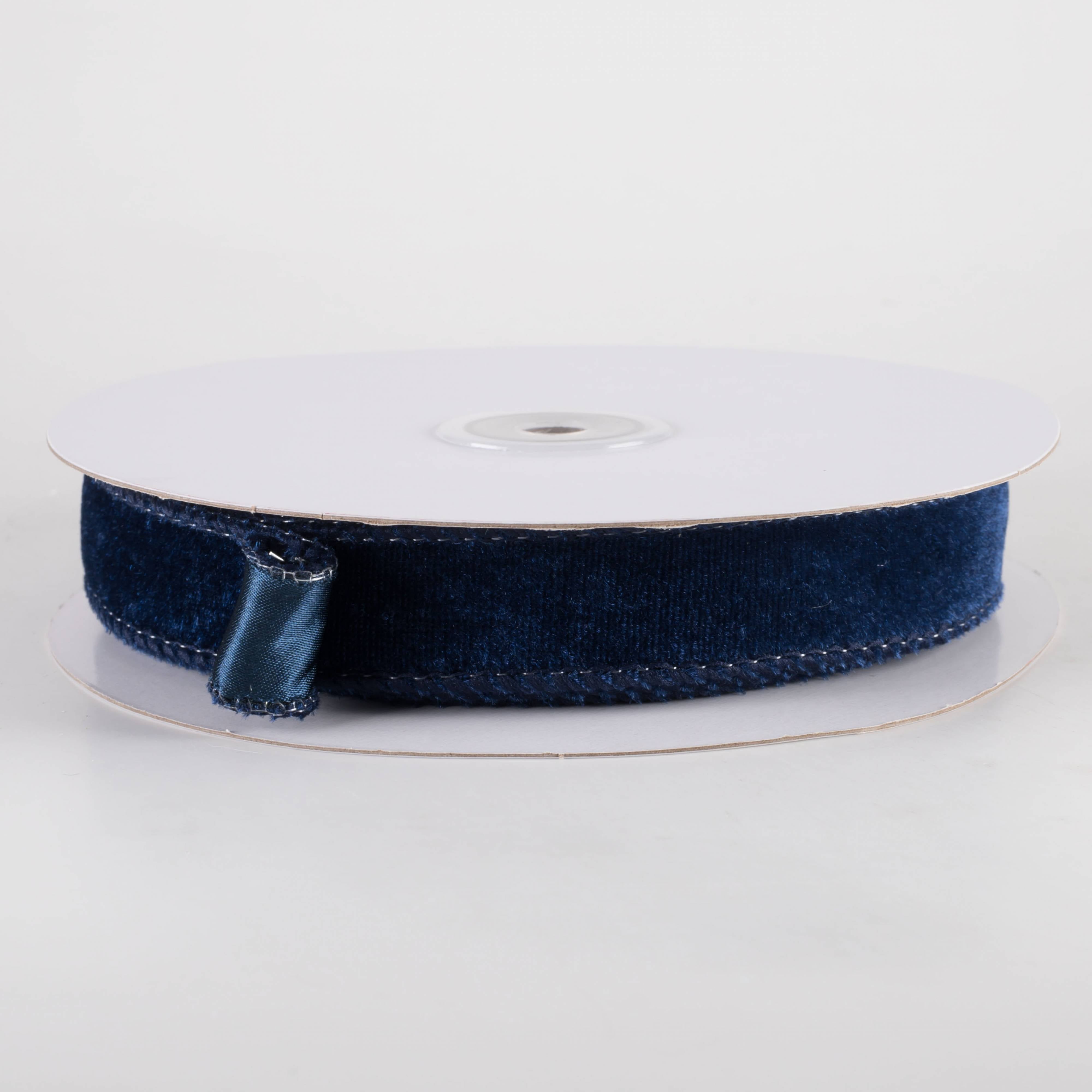 7/8" Deluxe Velvet Satin Backing Ribbon: Navy Blue (10 Yards) Item Number: RGE765819