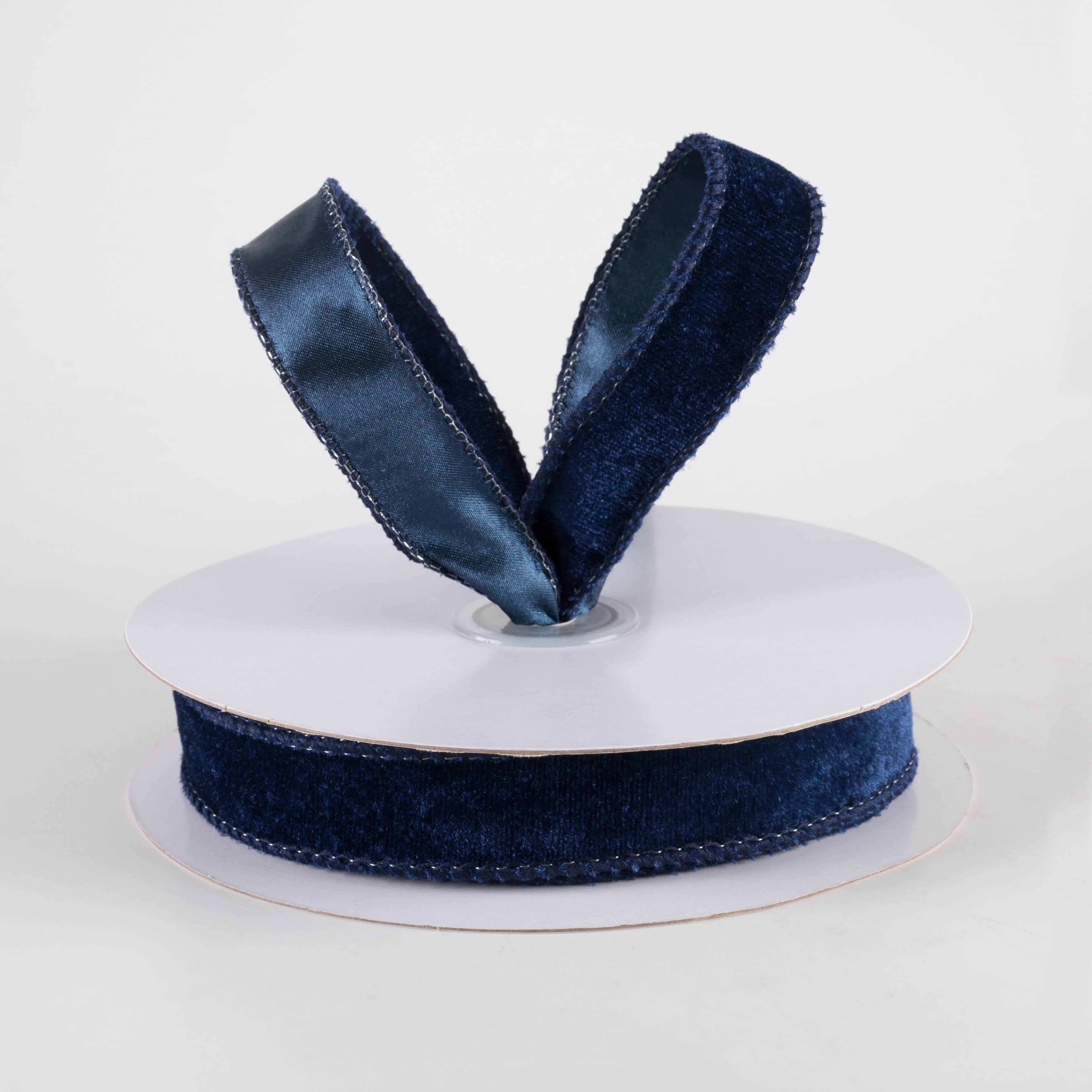 7/8" Deluxe Velvet Satin Backing Ribbon: Navy Blue (10 Yards) Lifestyle Photo
