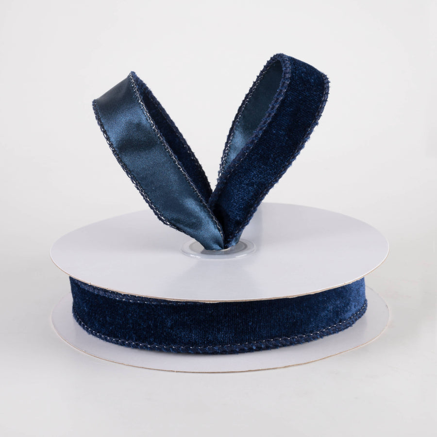 7/8" Deluxe Velvet Satin Backing Ribbon: Navy Blue (10 Yards) Lifestyle Photo