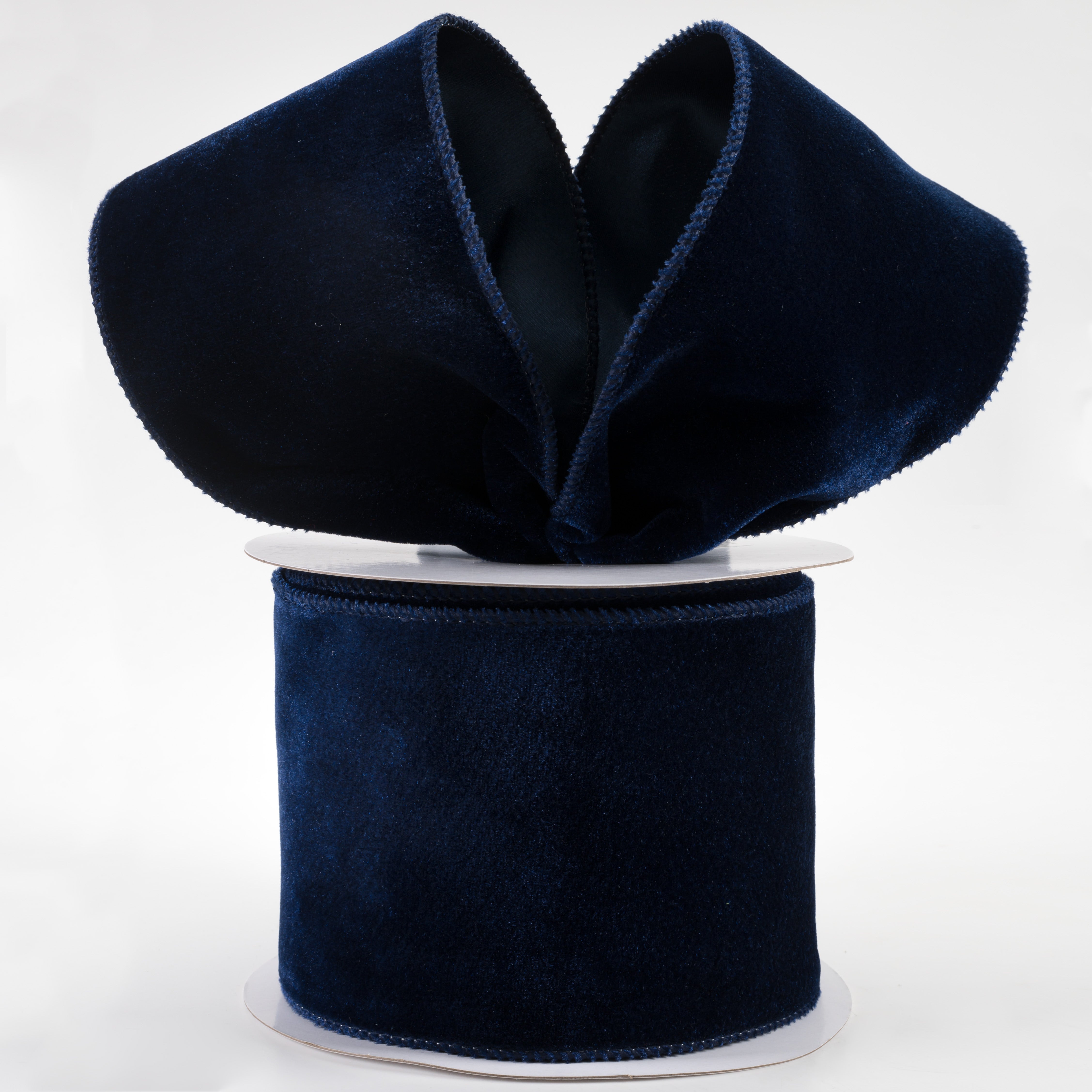 4" Deluxe Velvet Satin Backing Ribbon: Navy Blue (10 Yards) Lifestyle Photo