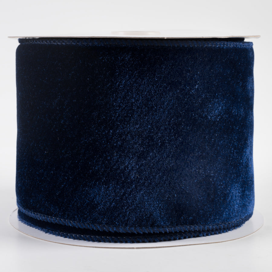 4" Deluxe Velvet Satin Backing Ribbon: Navy Blue (10 Yards)