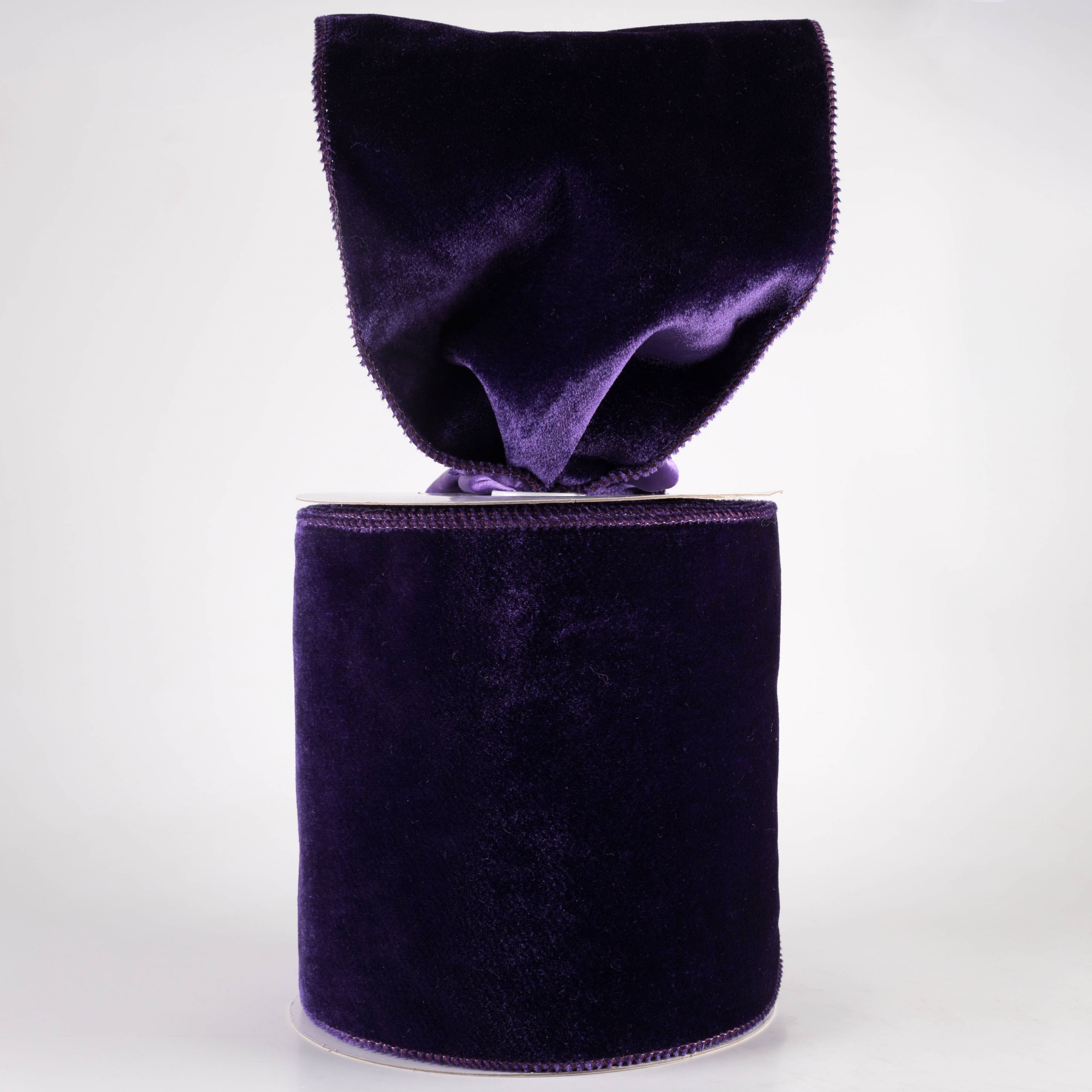 6" Deluxe Velvet Satin Backing Ribbon: Purple (10 Yards) Lifestyle Photo