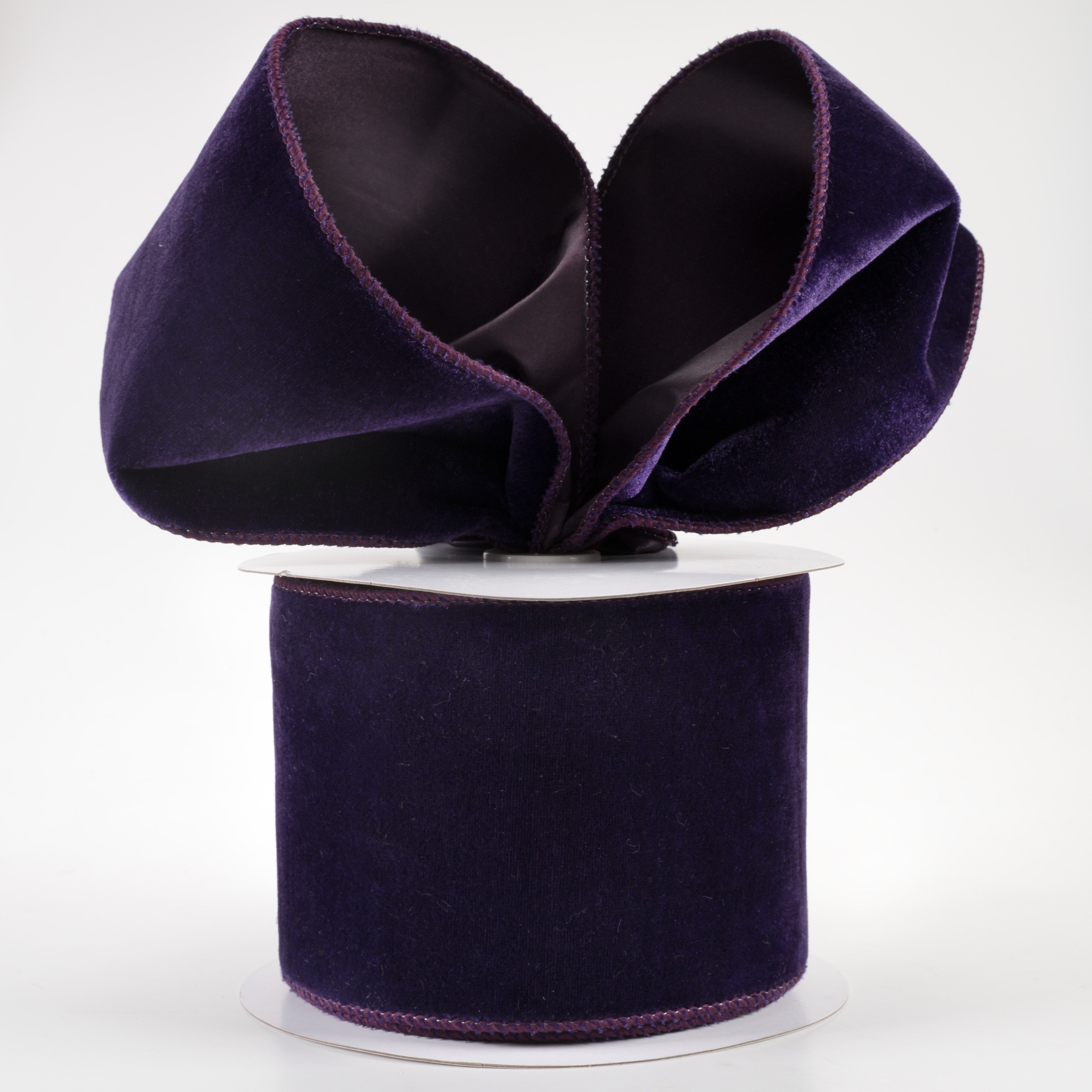 4" Deluxe Velvet Satin Backing Ribbon: Purple (10 Yards) Lifestyle Photo