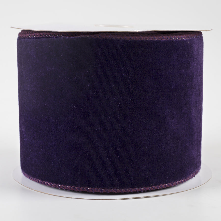 4" Deluxe Velvet Satin Backing Ribbon: Purple (10 Yards)