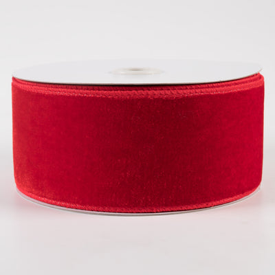 2.5" Deluxe Velvet Satin Backing Ribbon: Red (10 Yards)