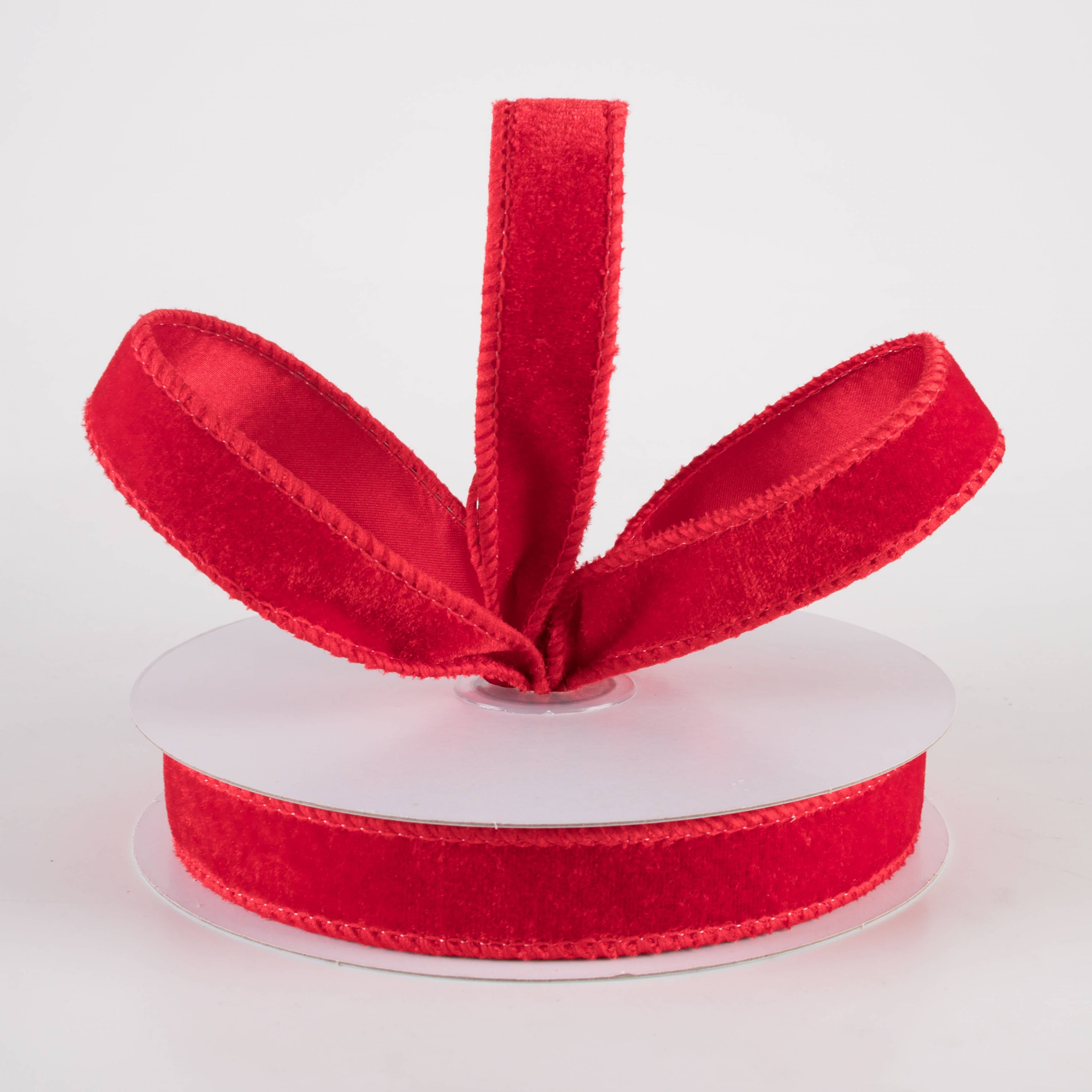 7/8" Deluxe Velvet Satin Backing Ribbon: Red (10 Yards) Lifestyle Photo