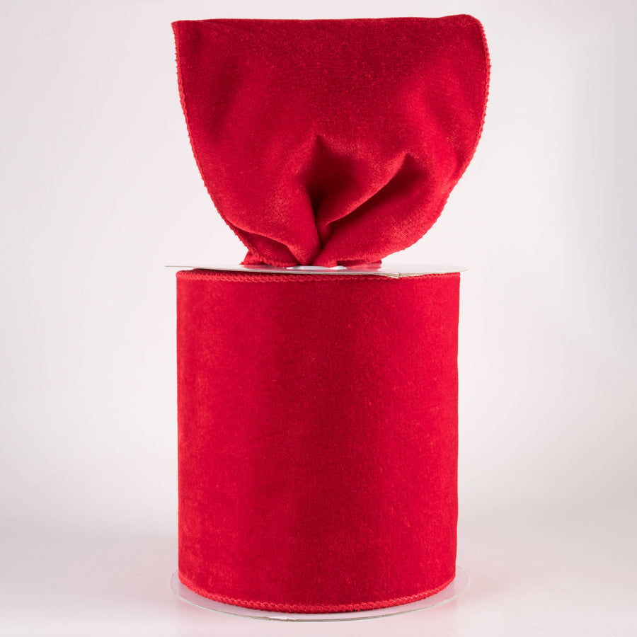 6" Deluxe Velvet Satin Backing Ribbon: Red (10 Yards) Lifestyle Photo
