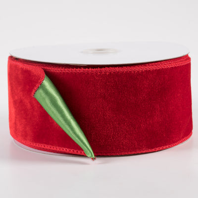 2.5" Deluxe Velvet Satin Backing Ribbon: Red & Green (10 Yards) Item Number: RGE178073
