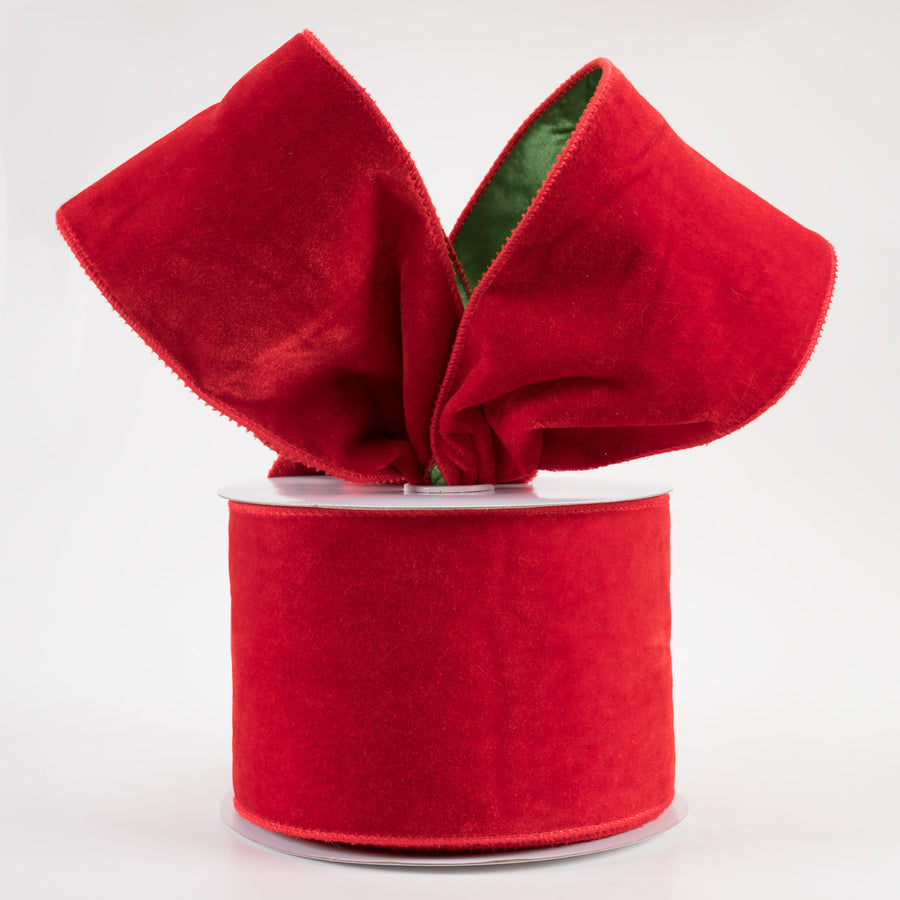 4" Deluxe Velvet Satin Backing Ribbon: Red & Green (10 Yards) Lifestyle Photo