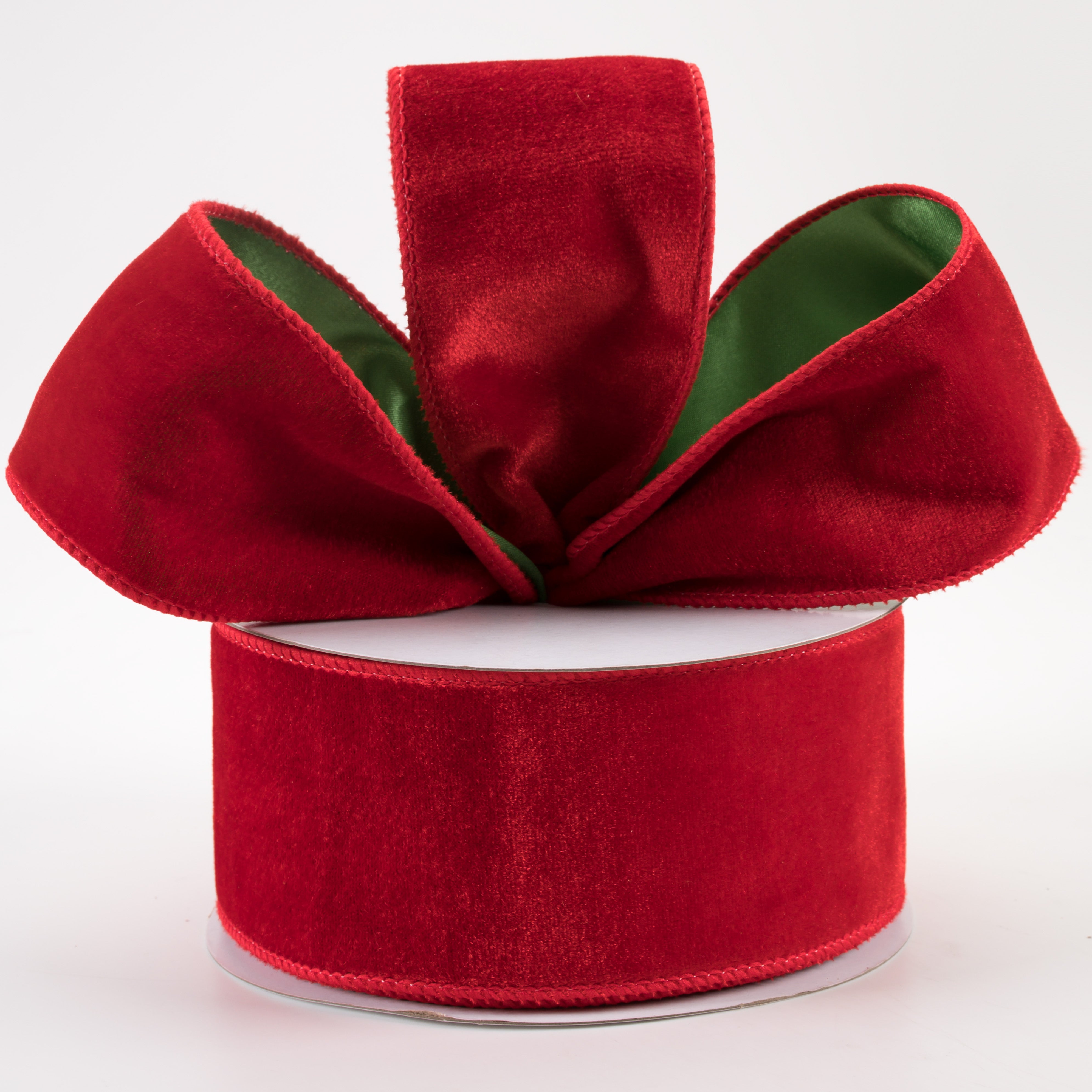 2.5" Deluxe Velvet Satin Backing Ribbon: Red & Green (10 Yards) Lifestyle Photo