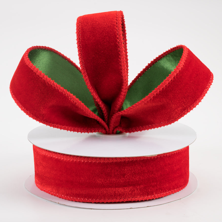 1.5" Deluxe Velvet Satin Backing Ribbon: Red & Green (10 Yards) Lifestyle Photo