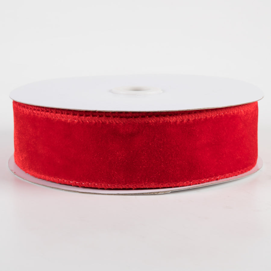 1.5" Deluxe Velvet Satin Backing Ribbon: Red (10 Yards)