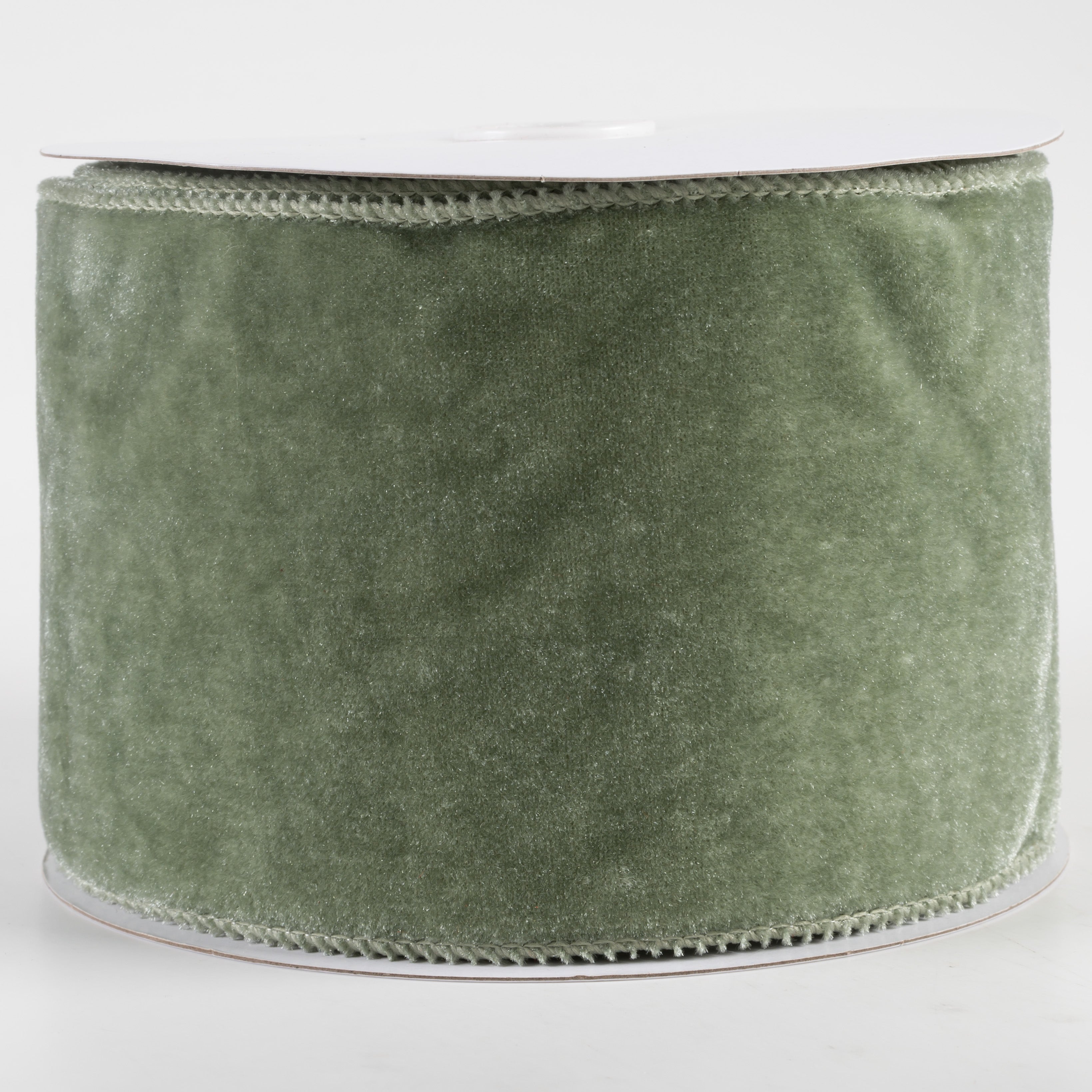 4" Deluxe Velvet Satin Backing Ribbon: Sage Green (10 Yards)