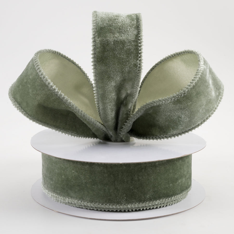 1.5" Deluxe Velvet Satin Backing Ribbon: Sage Green (10 Yards) Lifestyle Photo