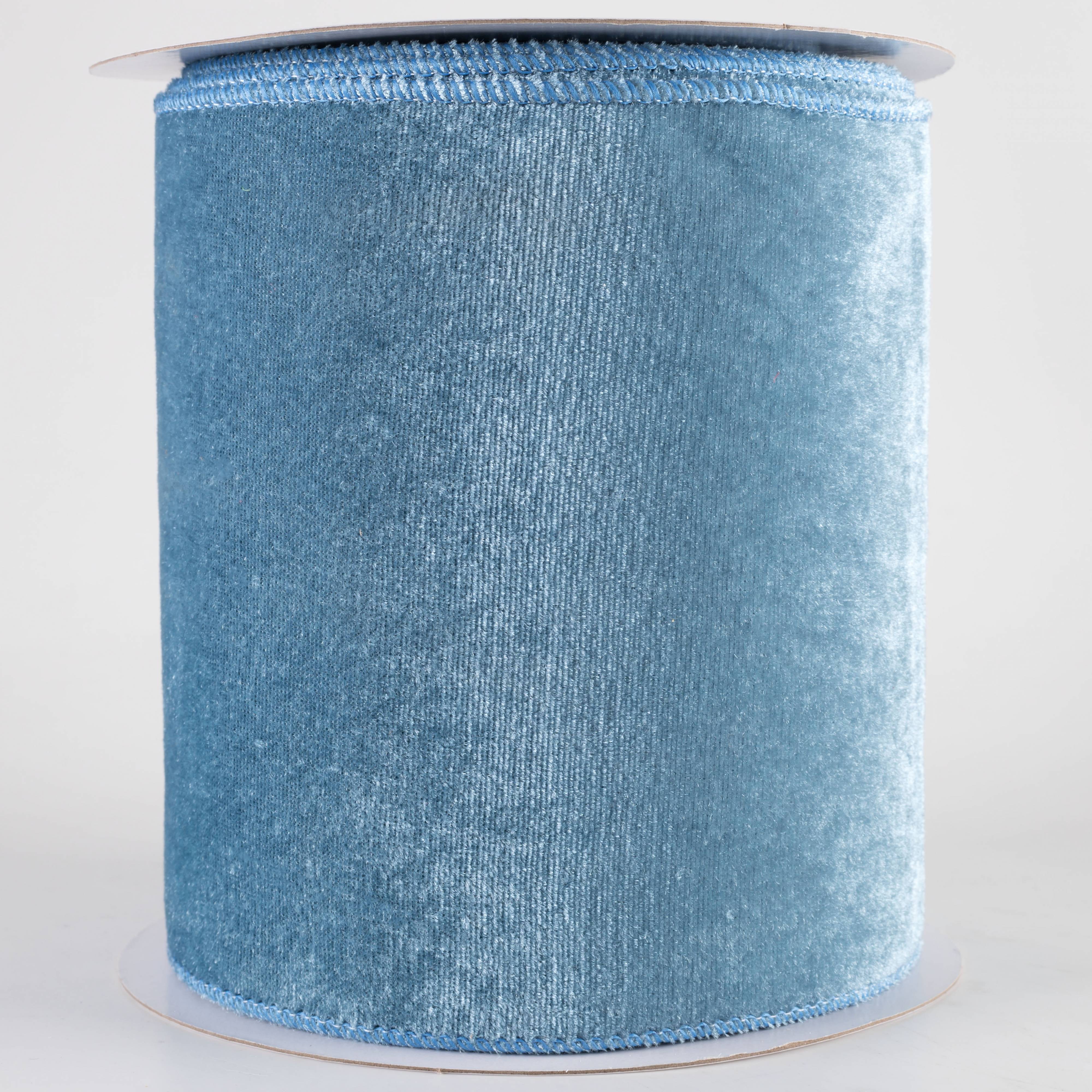 6" Deluxe Velvet Satin Backing Ribbon: Smoke Blue (10 Yards) Item Number: RGF1484A2