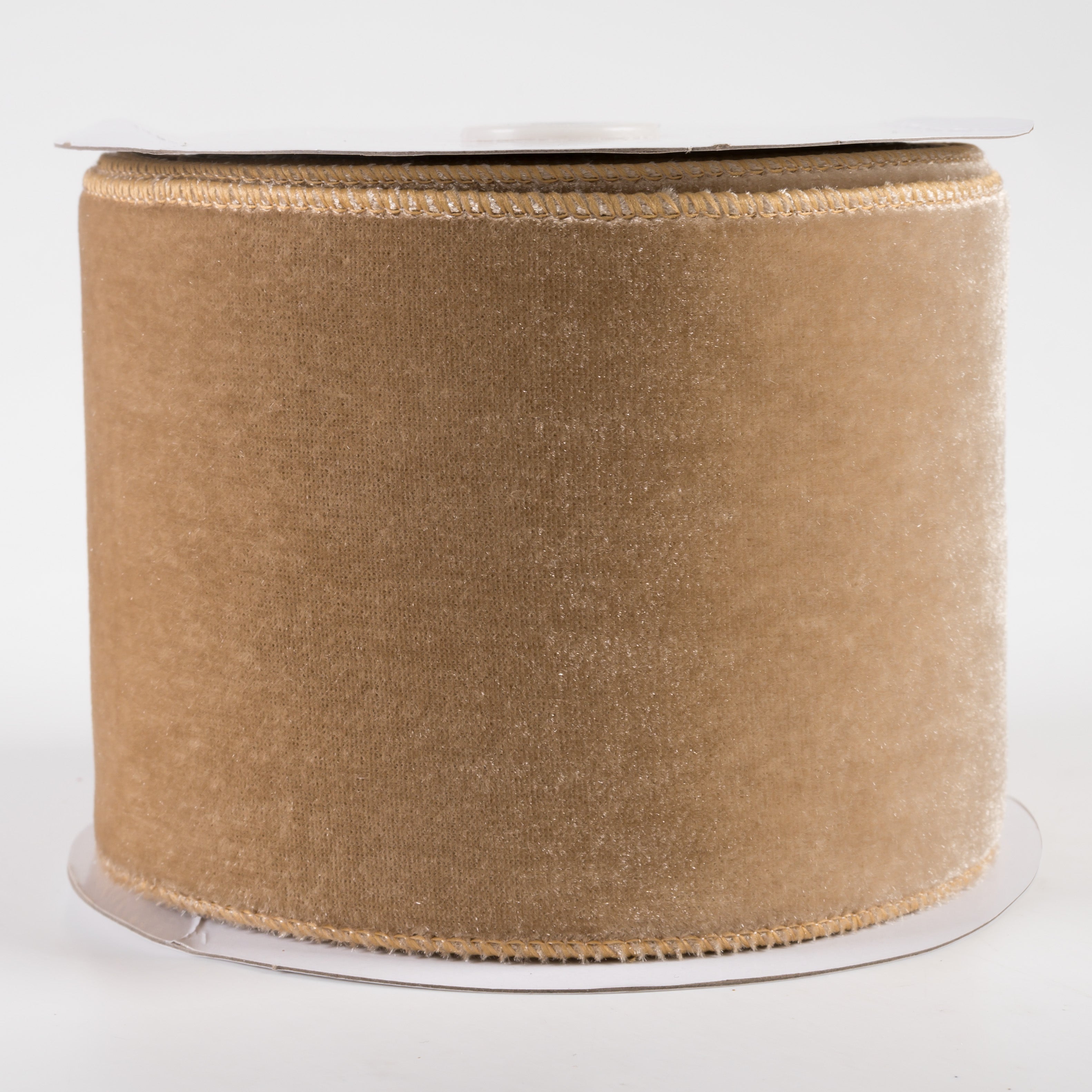 4" Deluxe Velvet Satin Backing Ribbon: Taupe (10 Yards)