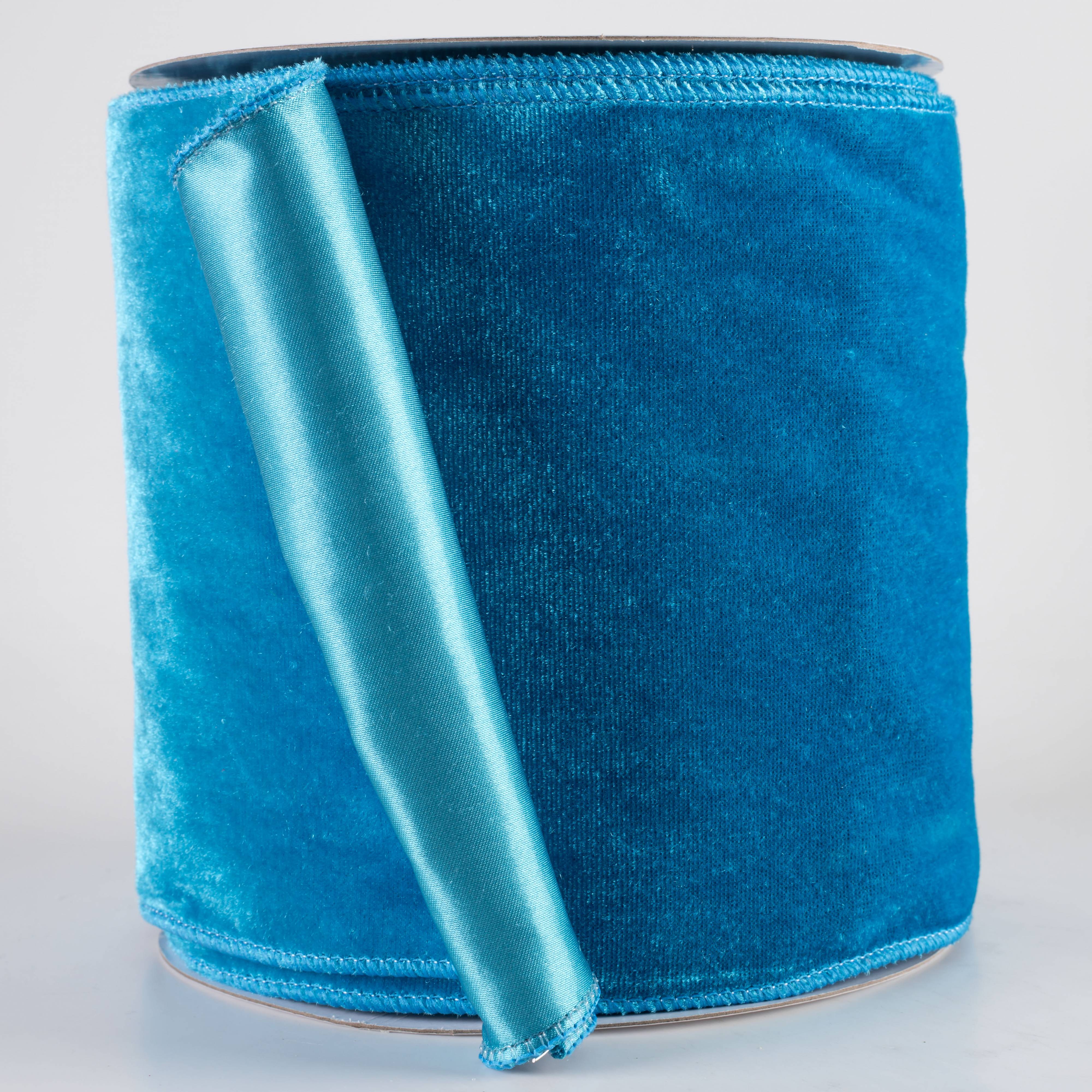 6" Deluxe Velvet Satin Backing Ribbon: Teal (10 Yards) Item Number: RGF148481