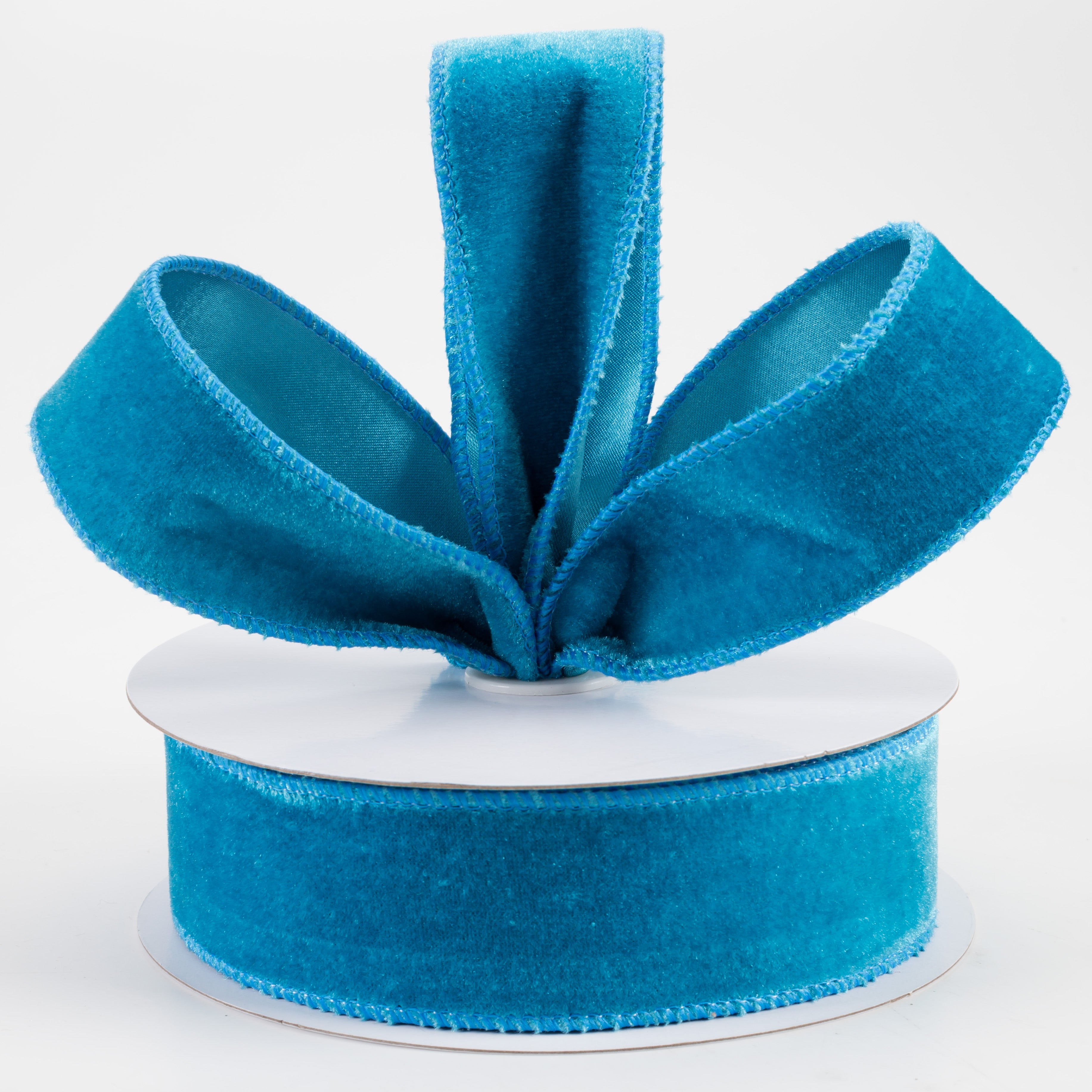 1.5" Deluxe Velvet Satin Backing Ribbon: Teal Blue (10 Yards) Lifestyle Photo