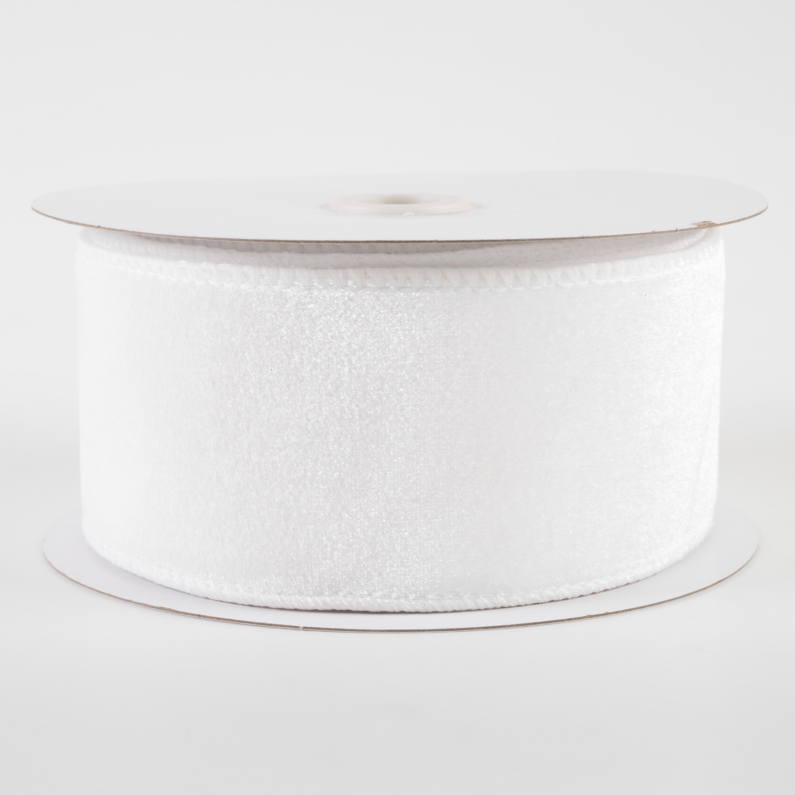 2.5" Deluxe Velvet Satin Backing Ribbon: White (10 Yards)