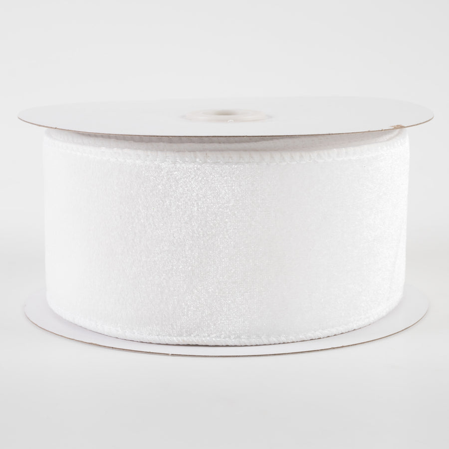 2.5" Deluxe Velvet Satin Backing Ribbon: White (10 Yards)
