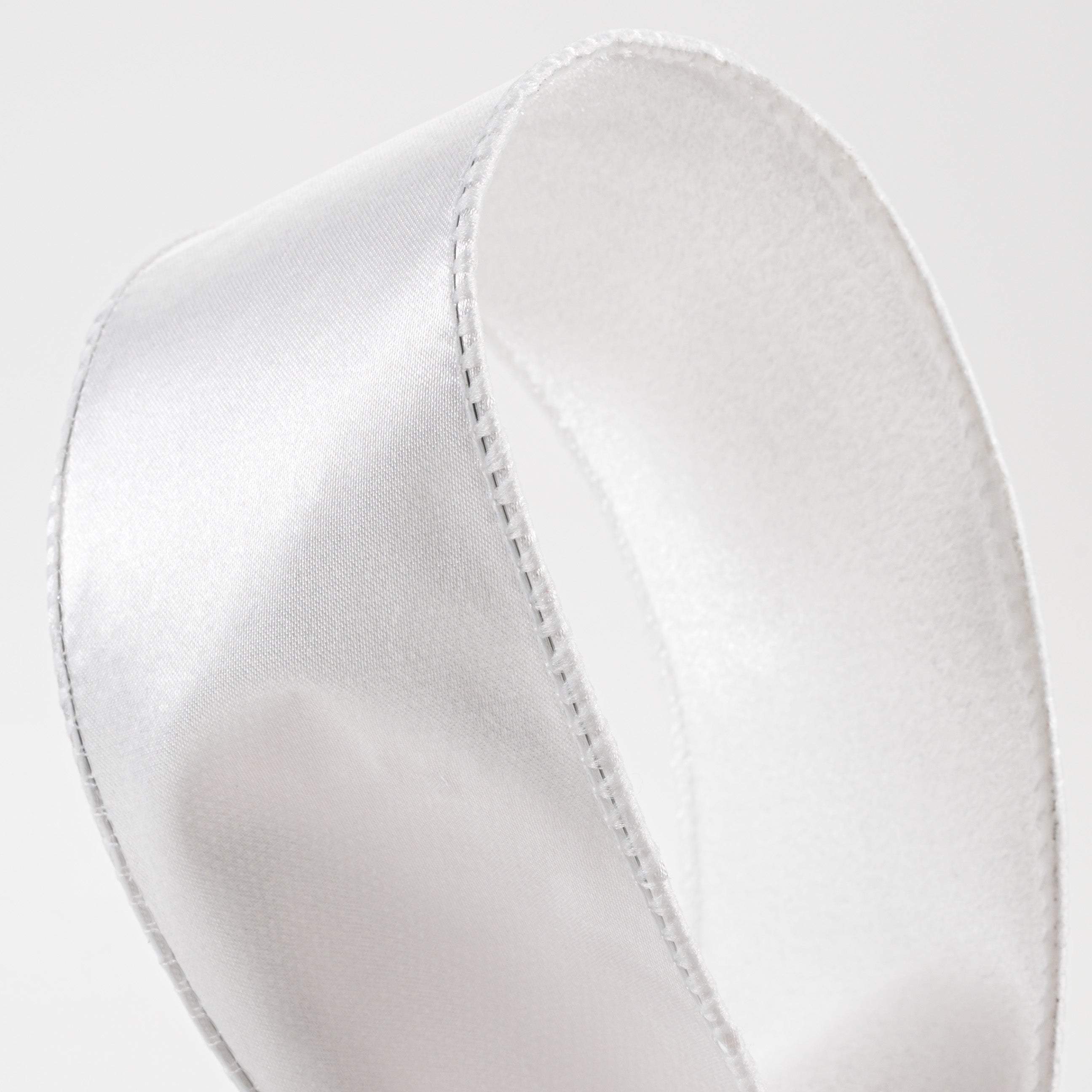 2.5" Deluxe Velvet Satin Backing Ribbon: White (10 Yards) detail photo 3