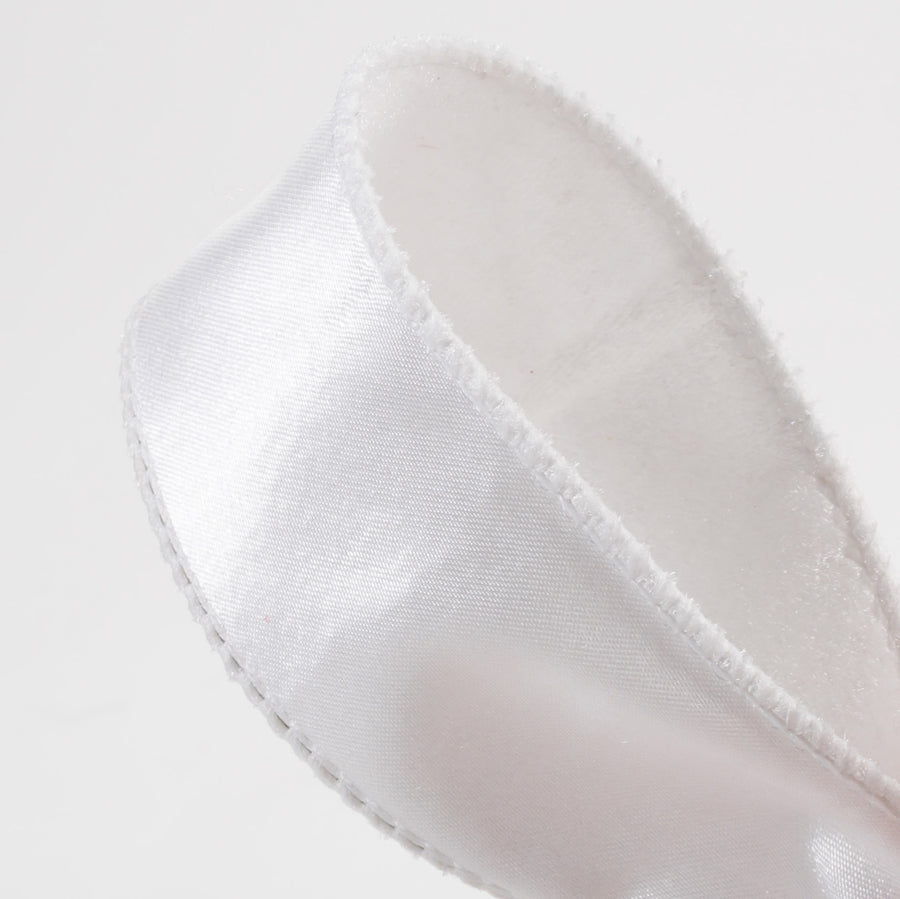 1.5" Deluxe Velvet Satin Backing Ribbon: White (10 Yards) detail photo 3