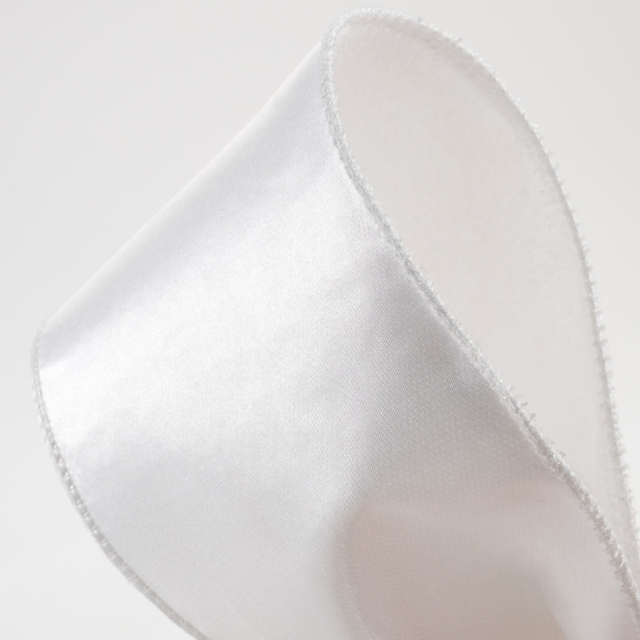 4" Deluxe Velvet Satin Backing Ribbon: White (10 Yards) detail photo 3