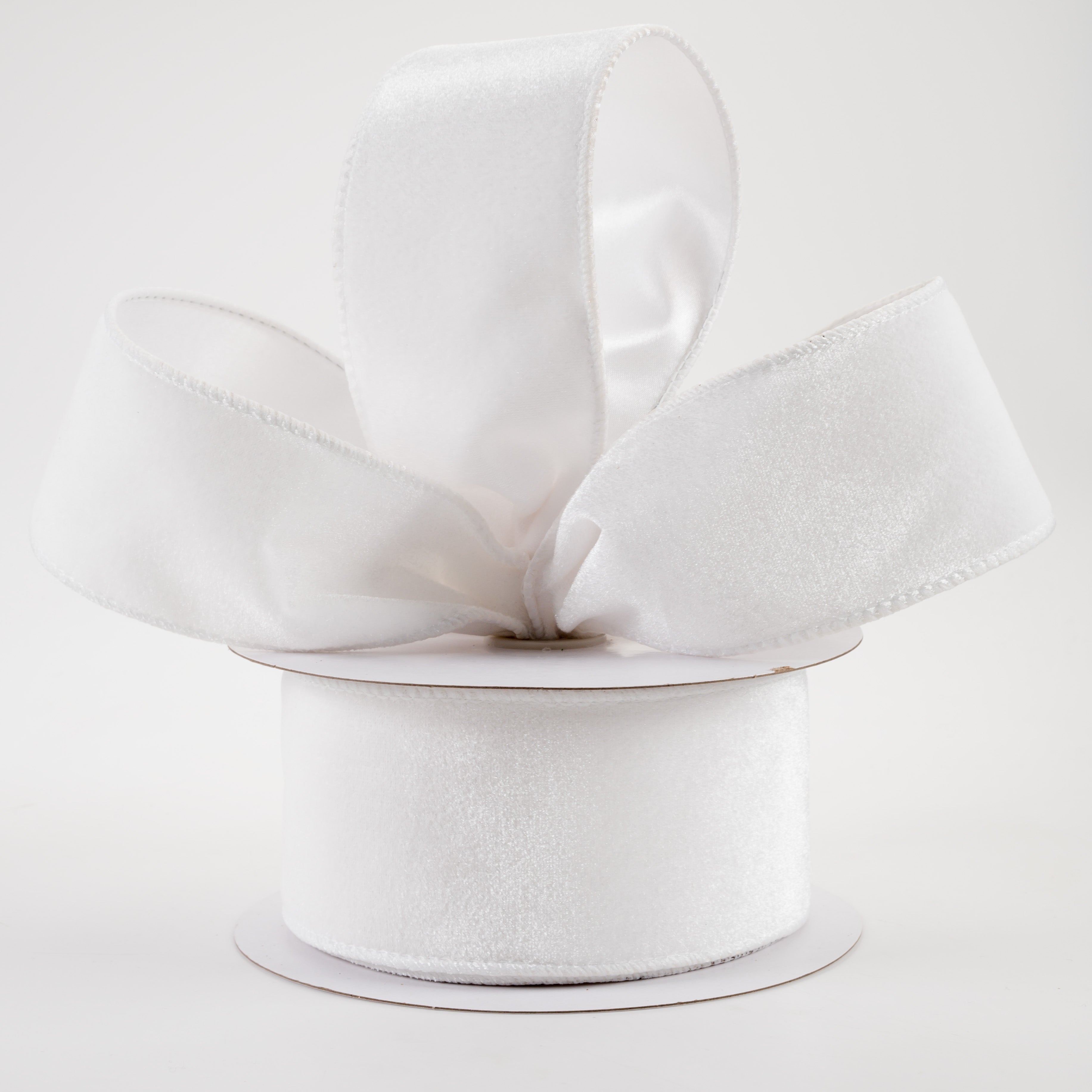 2.5" Deluxe Velvet Satin Backing Ribbon: White (10 Yards) Lifestyle Photo