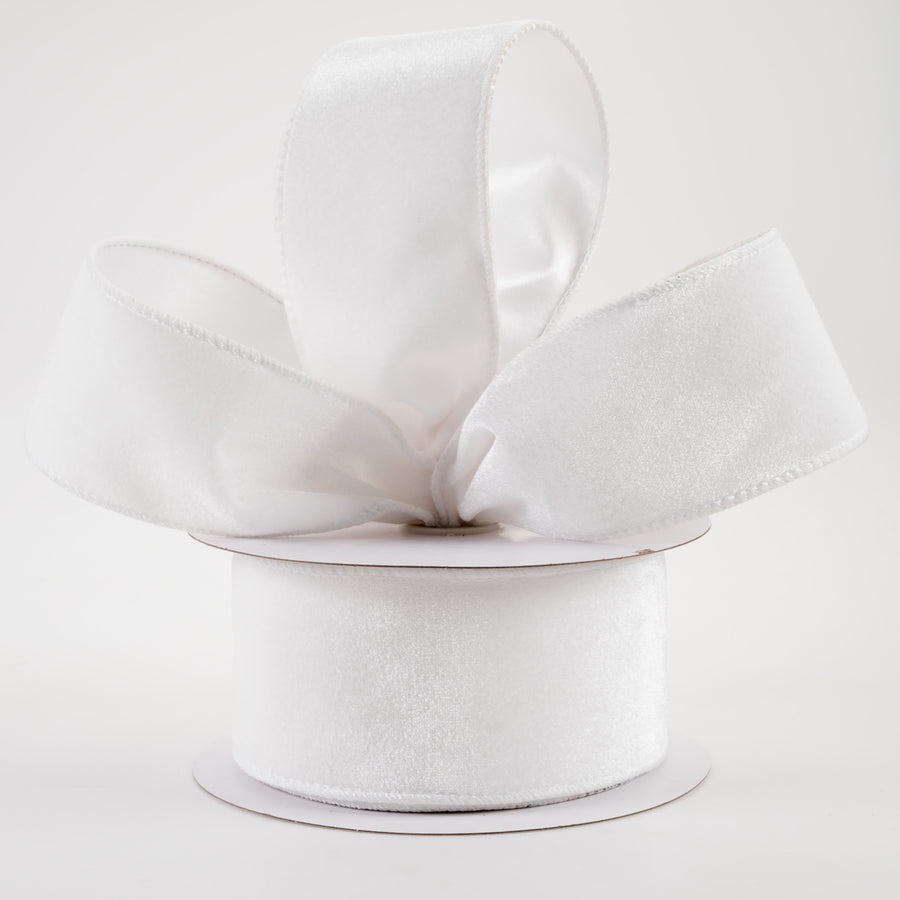 2.5" Deluxe Velvet Satin Backing Ribbon: White (10 Yards) Lifestyle Photo